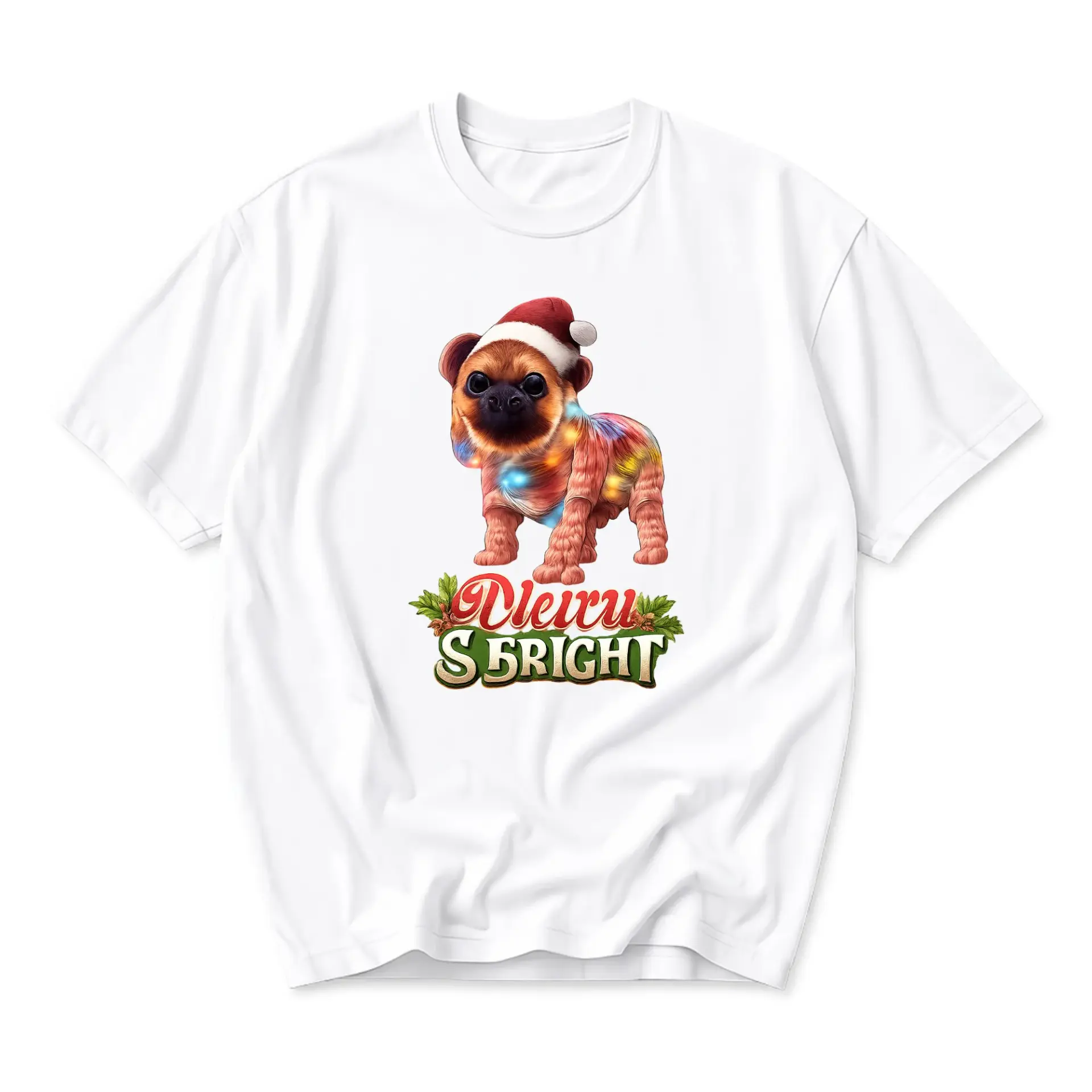 Funny Shirt Holiday Dog Graphic Tee Unisex Christmas Puppy Print Crew Neck
