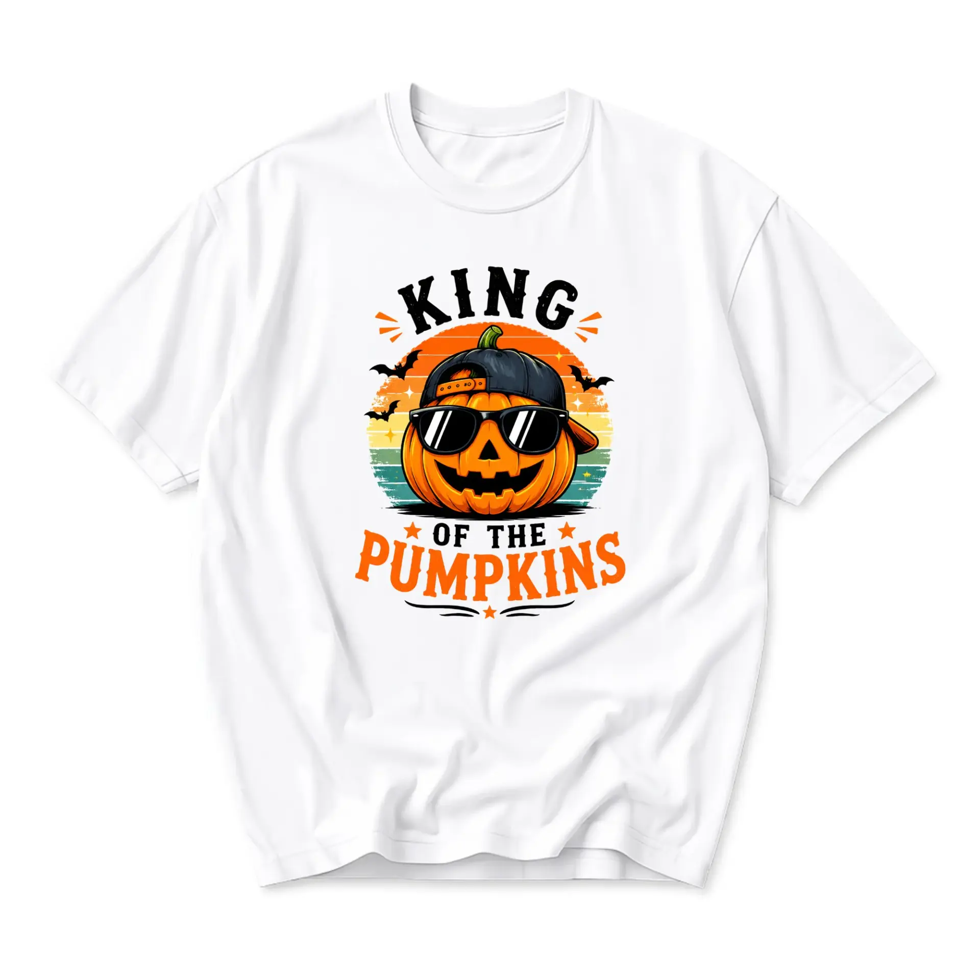 Funny Shirt King of the Pumpkins Graphic Tee Seasonal Autumn Fall Unisex Crew Neck Casual Cotton Blend Short Sleeve