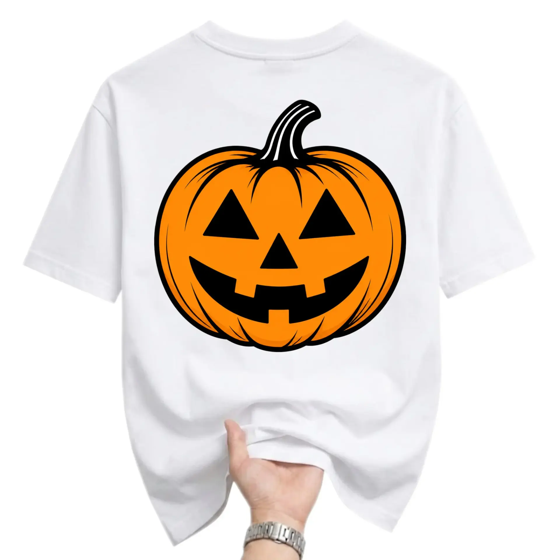 T-shirt Halloween Pumpkin Graphic Tee Unisex Crew Neck Short Sleeve Casual Cotton Blend Top Autumn Seasonal Apparel