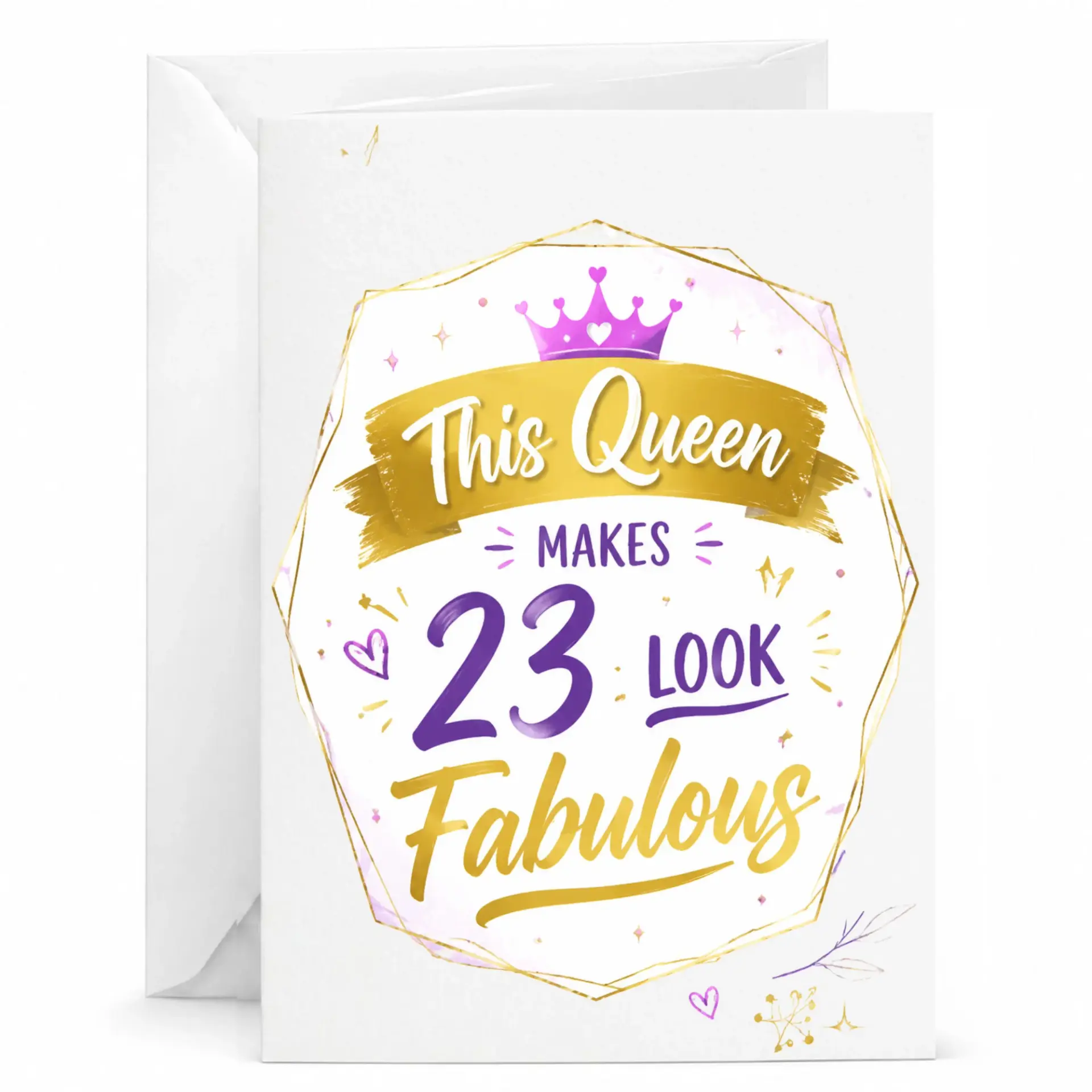 Birthday Card for Her This Queen Makes 23 Look Fabulous Fun Greeting Card with Envelope for Woman Turning 23 Years Old