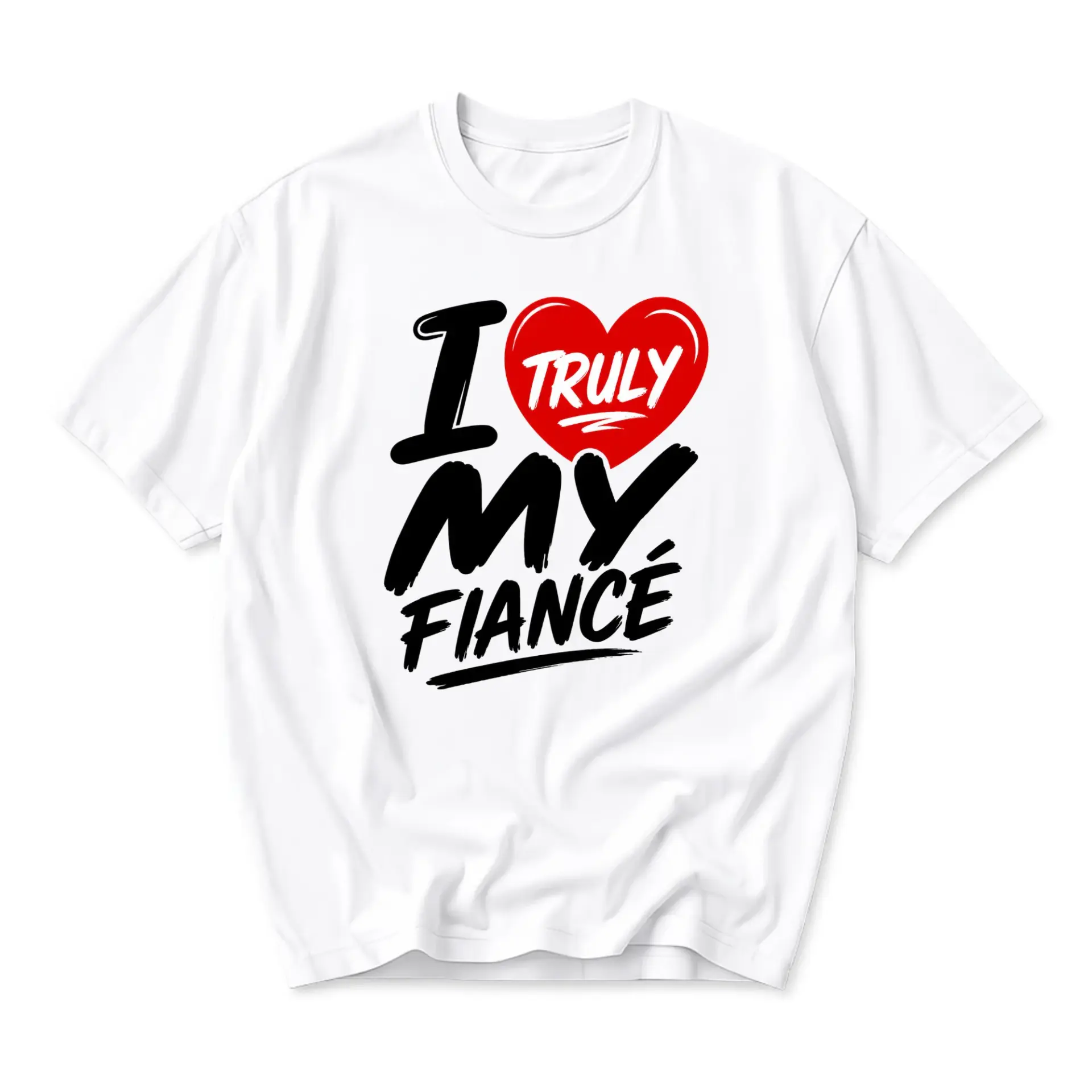 Funny Shirt I Love My Fiance Graphic Tee Unisex Crew Neck Casual Wear Soft Cotton Blend Top for Everyday Outfits