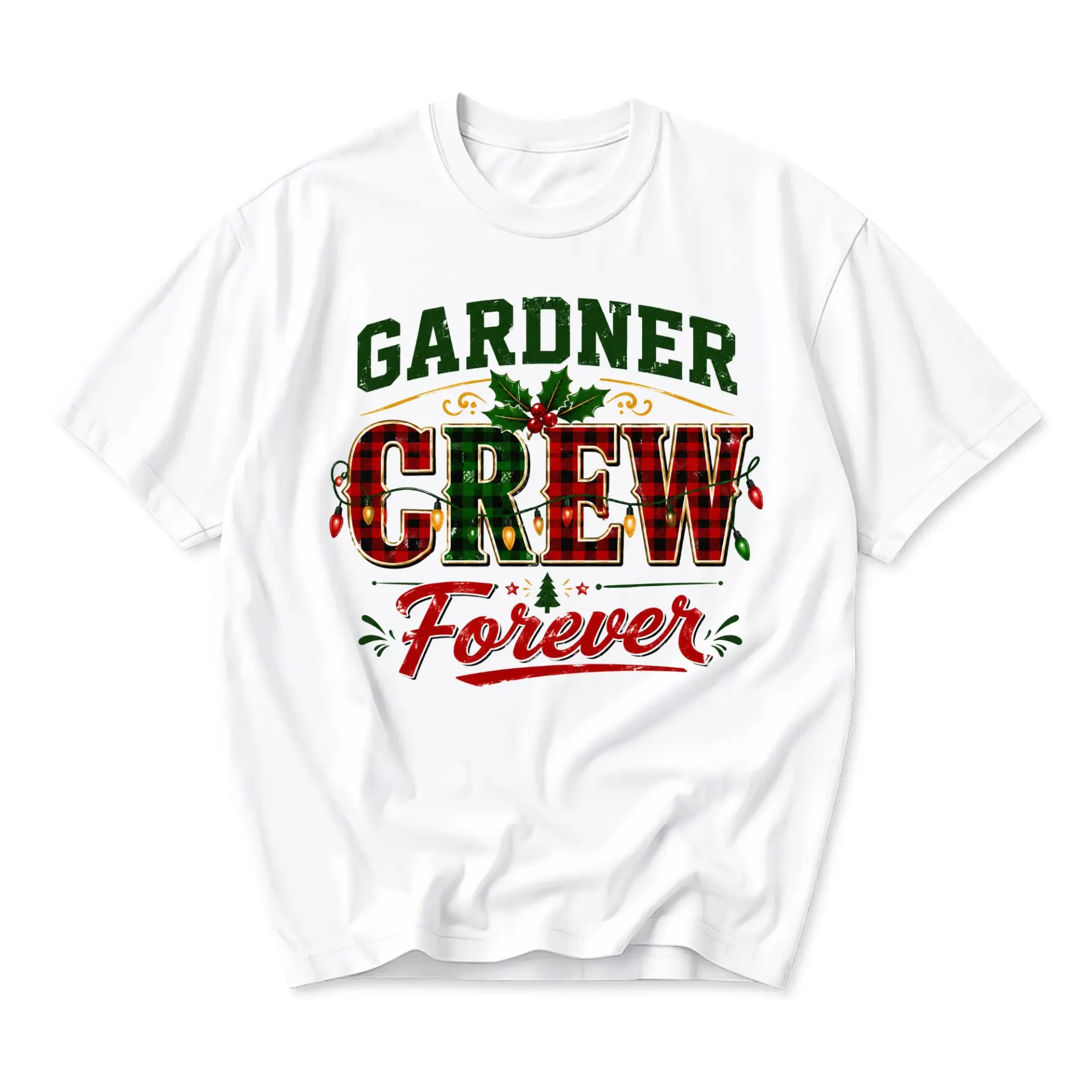 Graphic Tee Gardner Crew Forever Holiday Plaid Pattern Unisex Neck T-Shirt
