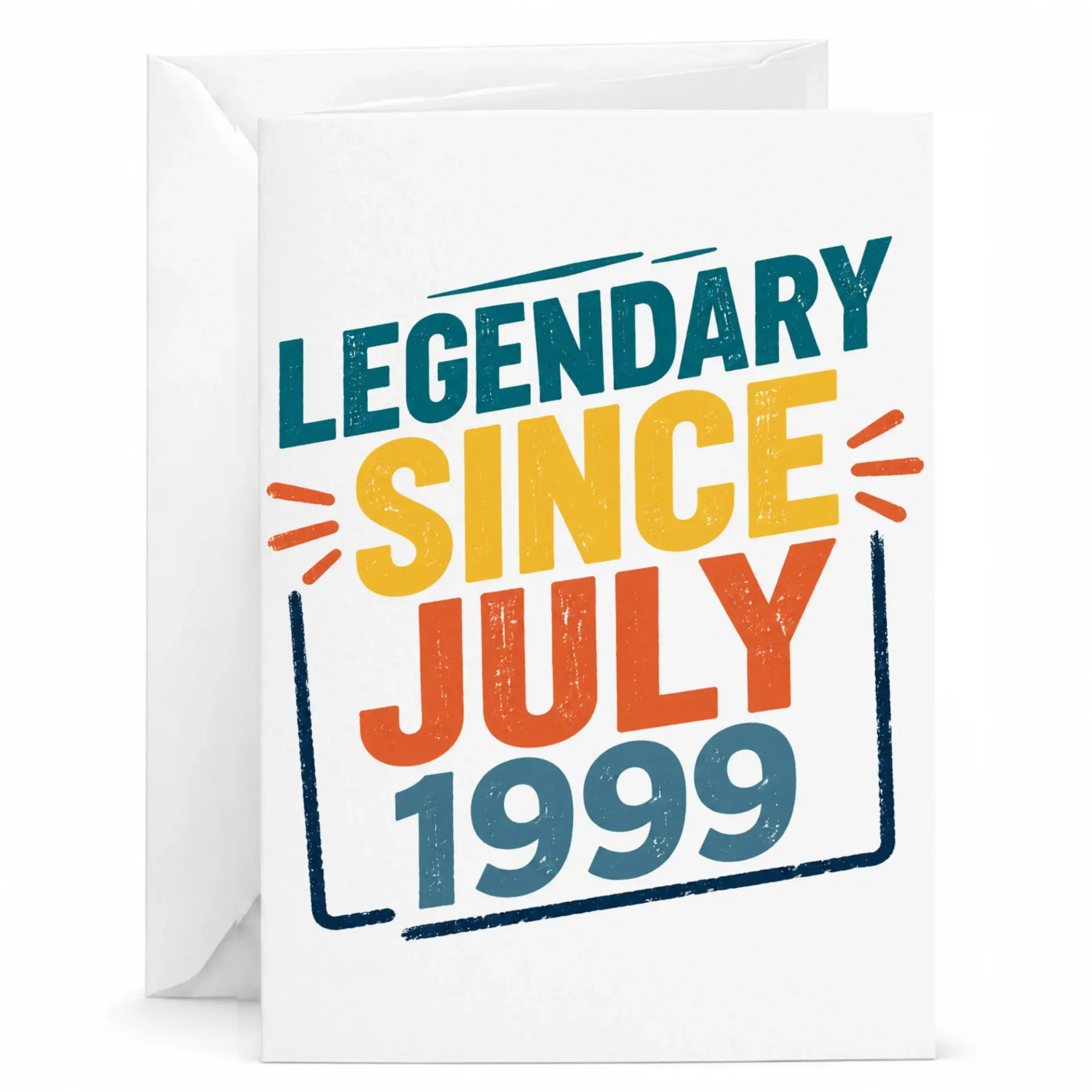 Birthday Card Legendary Since July 1999 Vintage Style Retro Greeting Card for Milestone Celebration Anniversary