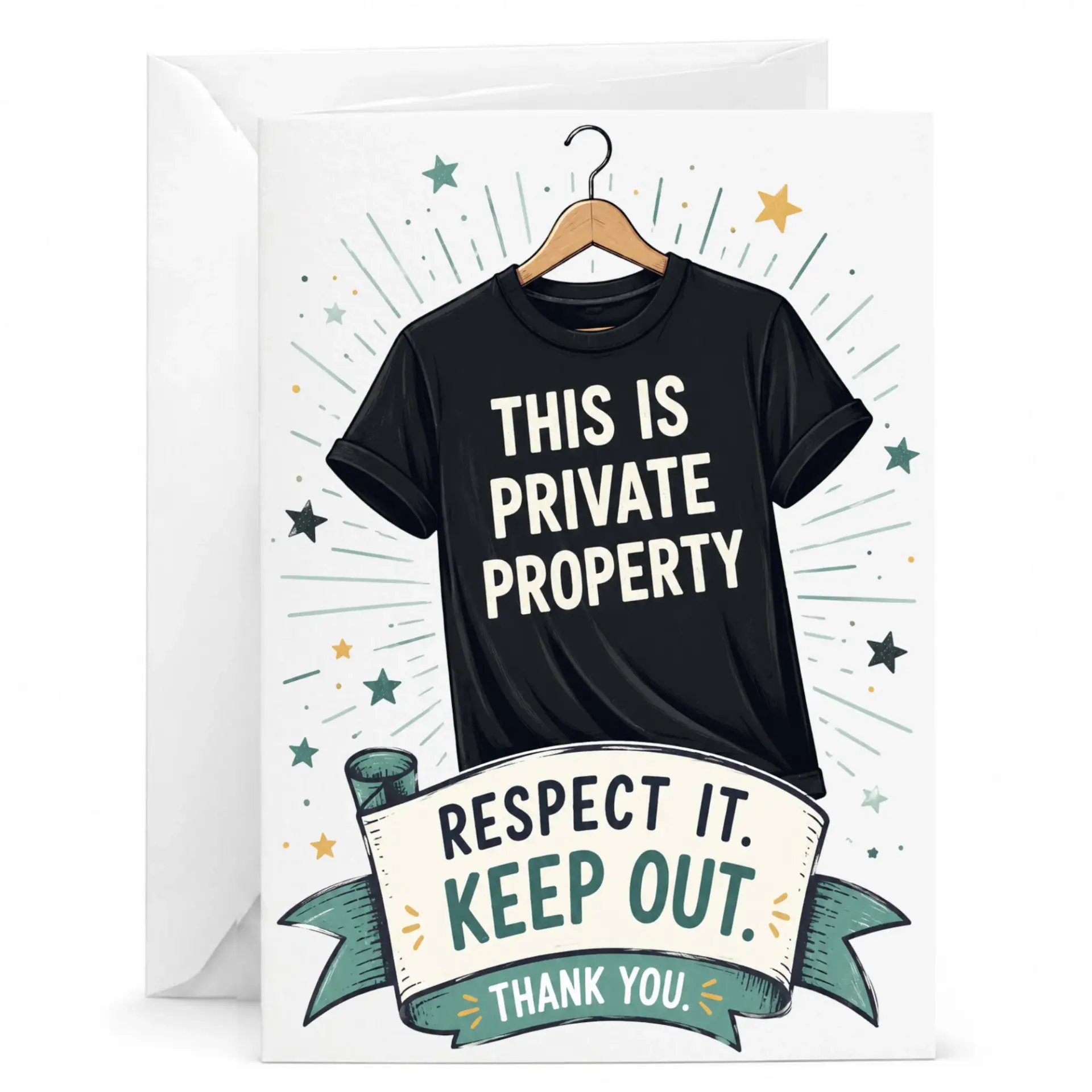 Funny Greeting Card This Is Property Sarcastic Humor Note for Friends and Family 5x7 Inches
