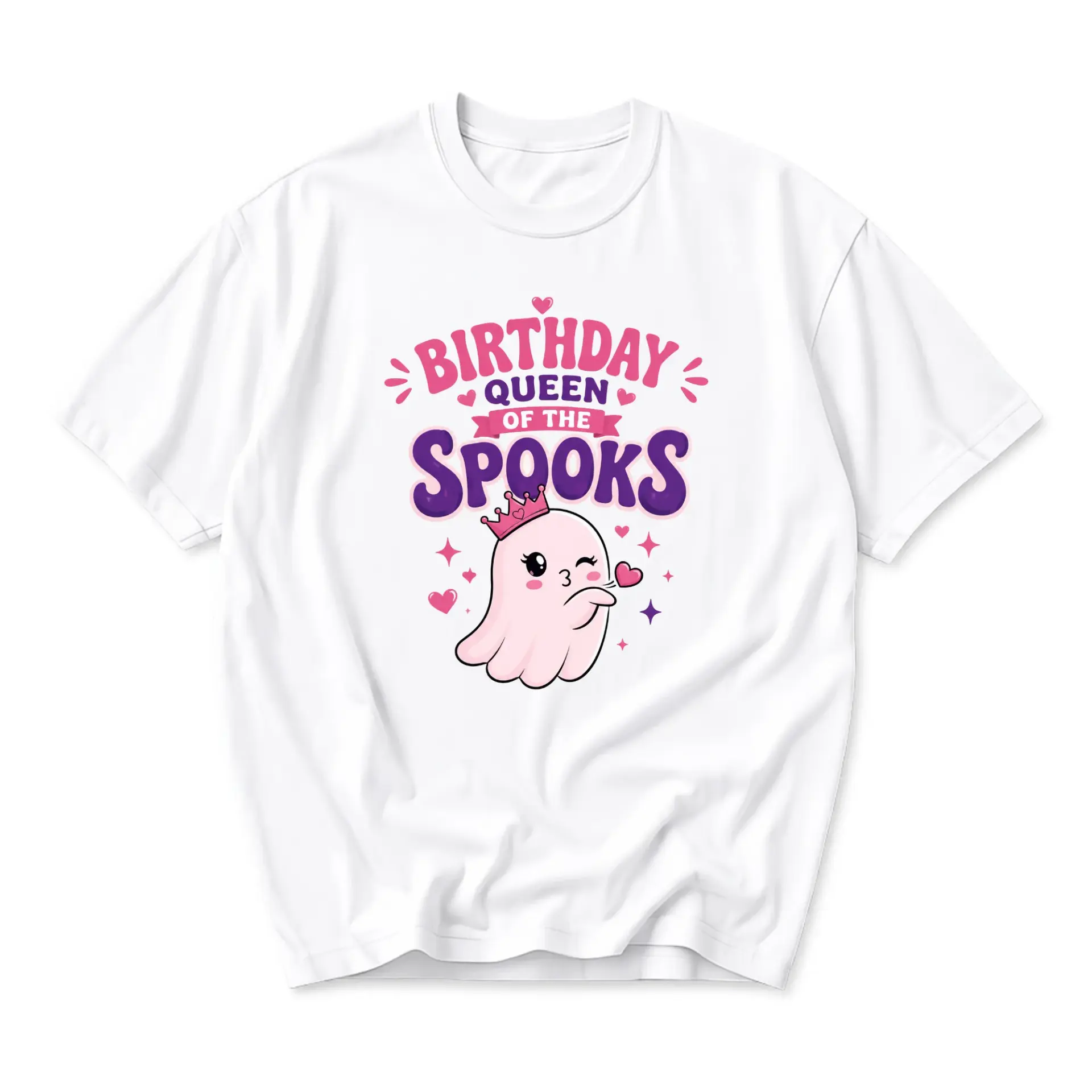 Graphic Tee Birthday Queen of the Spooks Cute Ghost Illustration Unisex Crew Neck Everyday Casual Short Sleeve Shirt