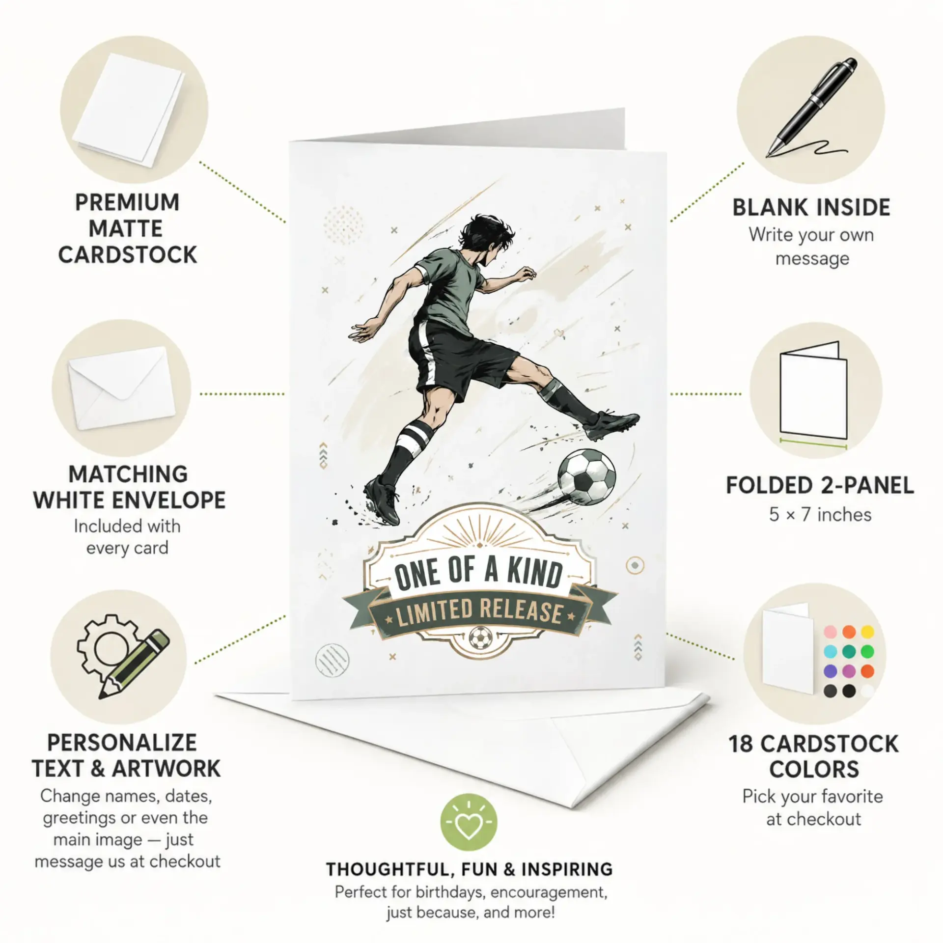 One of a Kind Limited Release Soccer Player Greeting Card Illustration for Athletes and Sports Enthusiasts