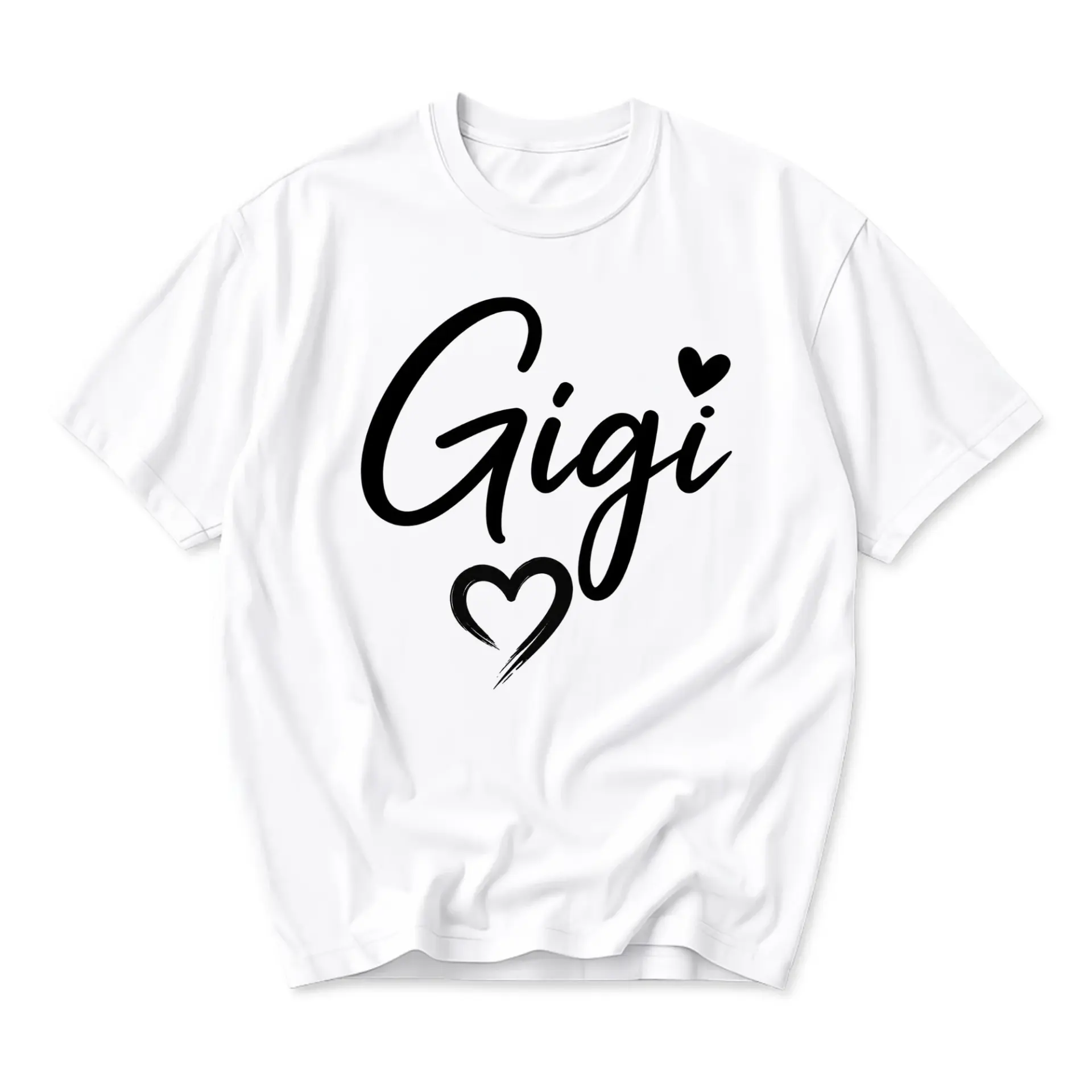 T-shirt Gigi Script Heart Print Unisex Graphic Crew Neck Short Sleeve Casual Everyday Cotton Blend Tee Top White