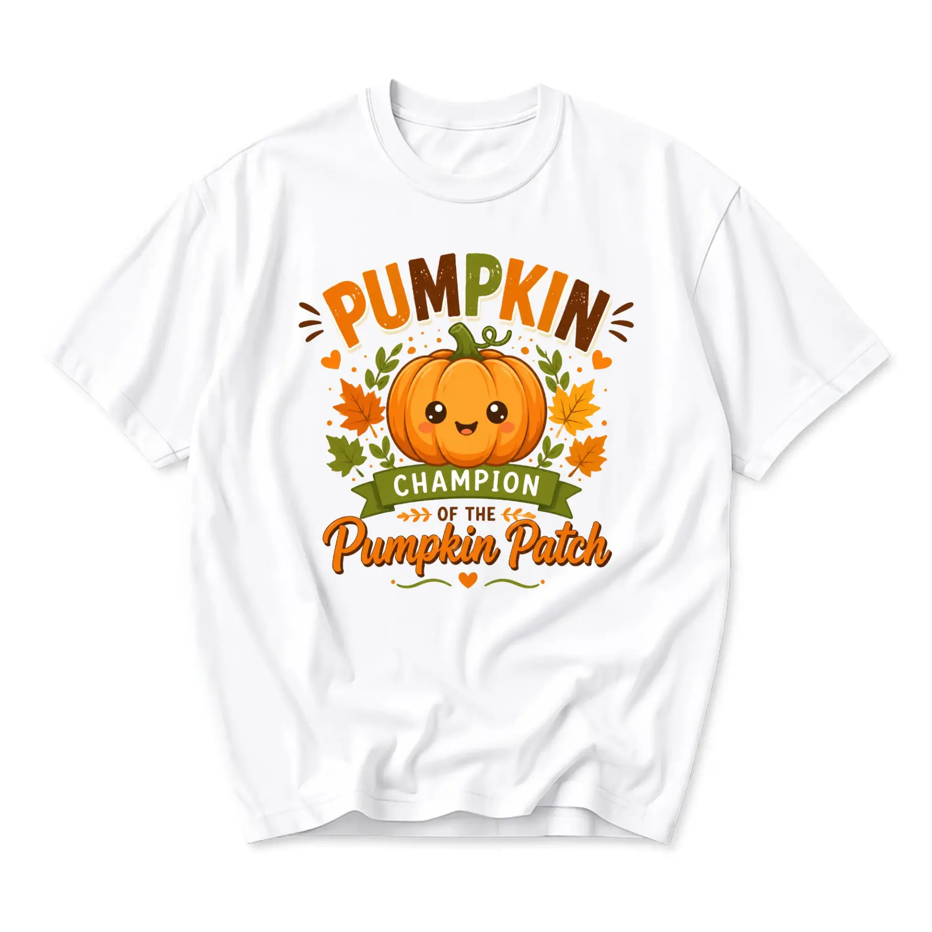 Funny Shirt Pumpkin Champion of the Pumpkin Patch Graphic Tee Casual Autumn Harvest Seasonal Unisex Crew Neck Top