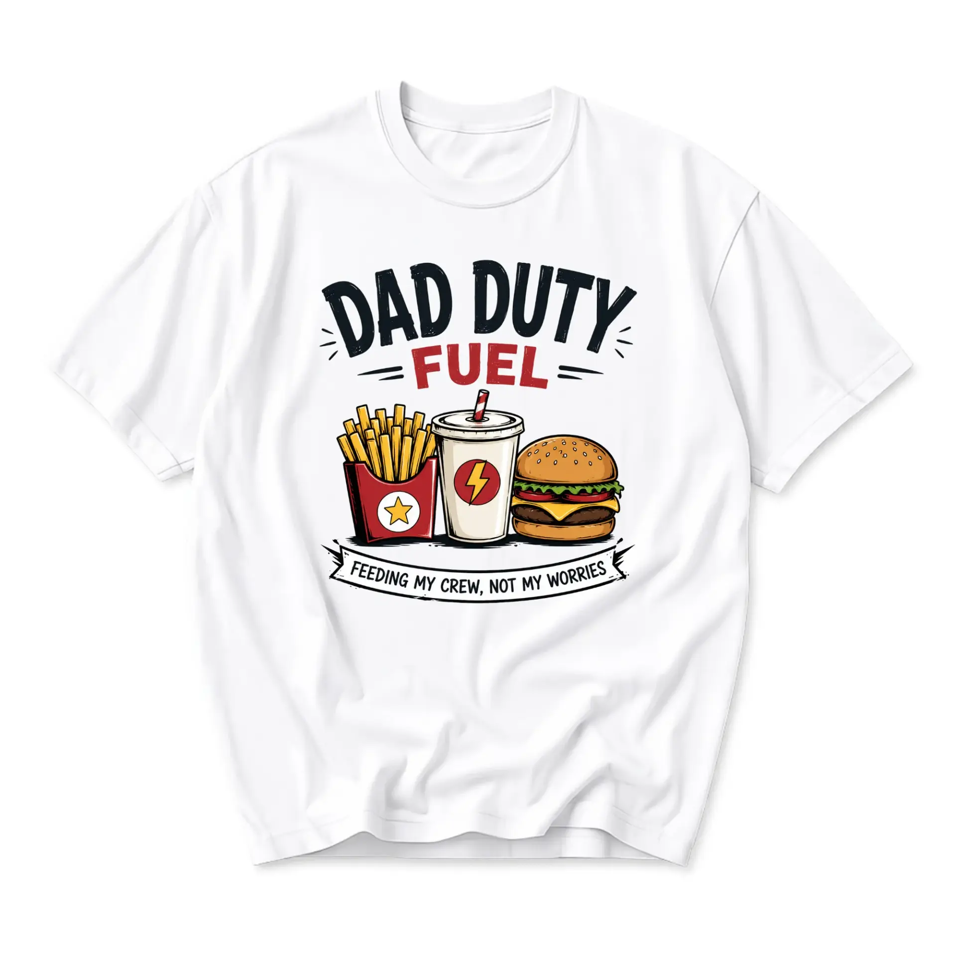 Funny Shirt Dad Duty Fuel Graphic Tee Casual Everyday Crew Neck Cotton Blend Unisex Soft Top for Men and Women