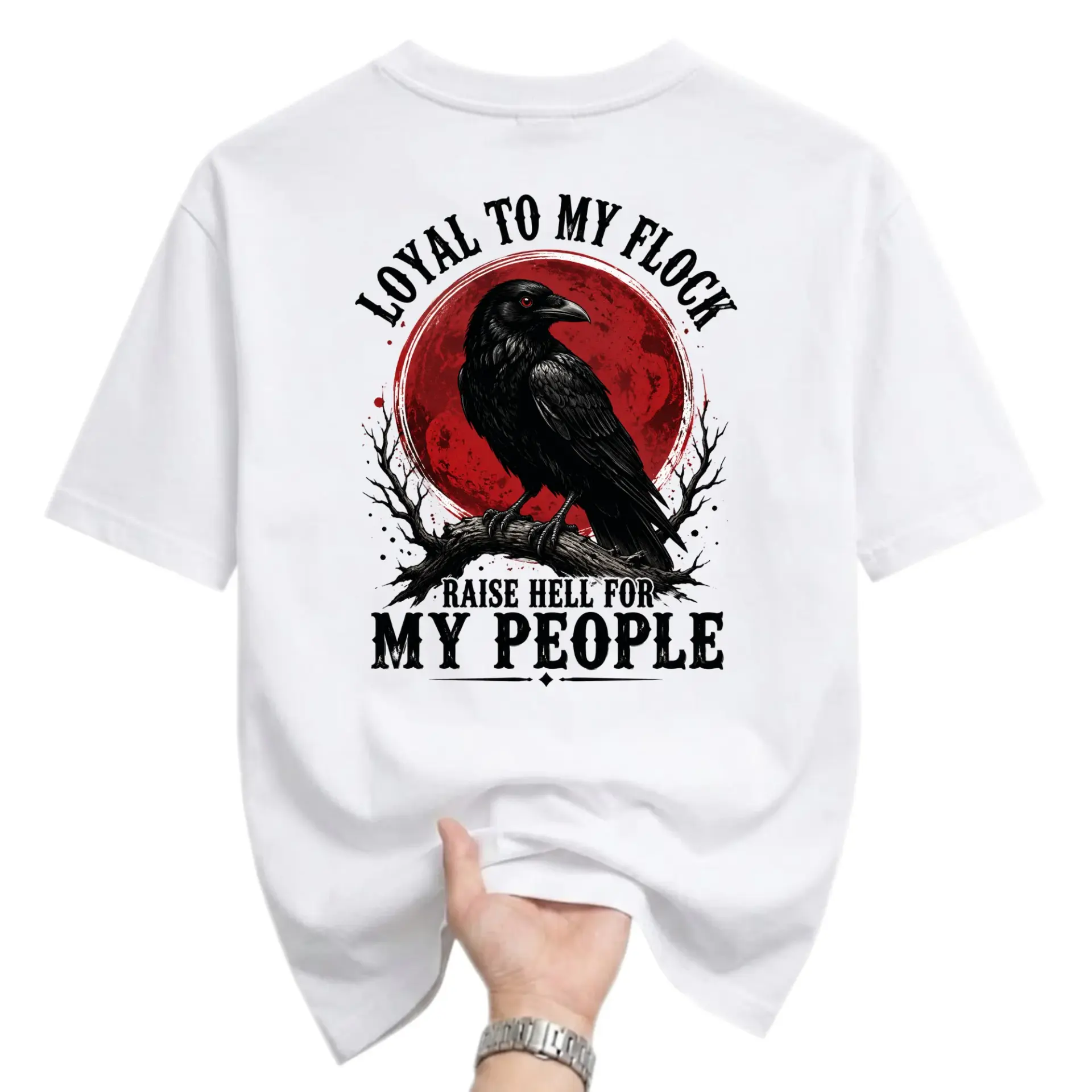 Graphic Tee Loyal to My Flock Raven Design Unisex Crew Neck Short Sleeve Cotton Blend Casual Everyday Shirt