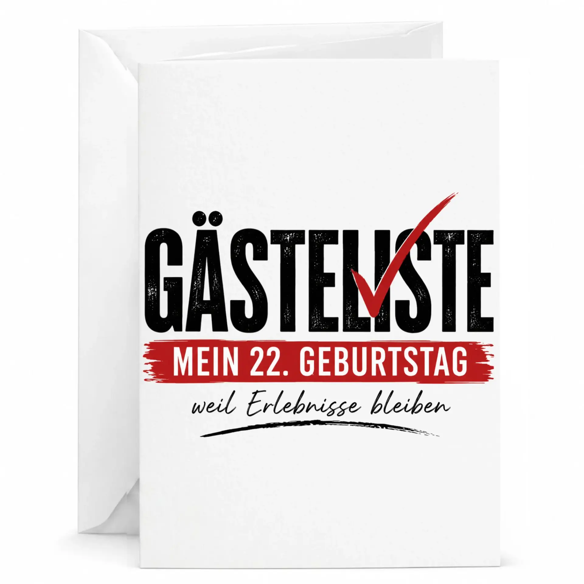 Birthday Card Funny 22nd Birthday Gift Guest List Design Modern Graphic Greeting Card for Twenty Second Birthday