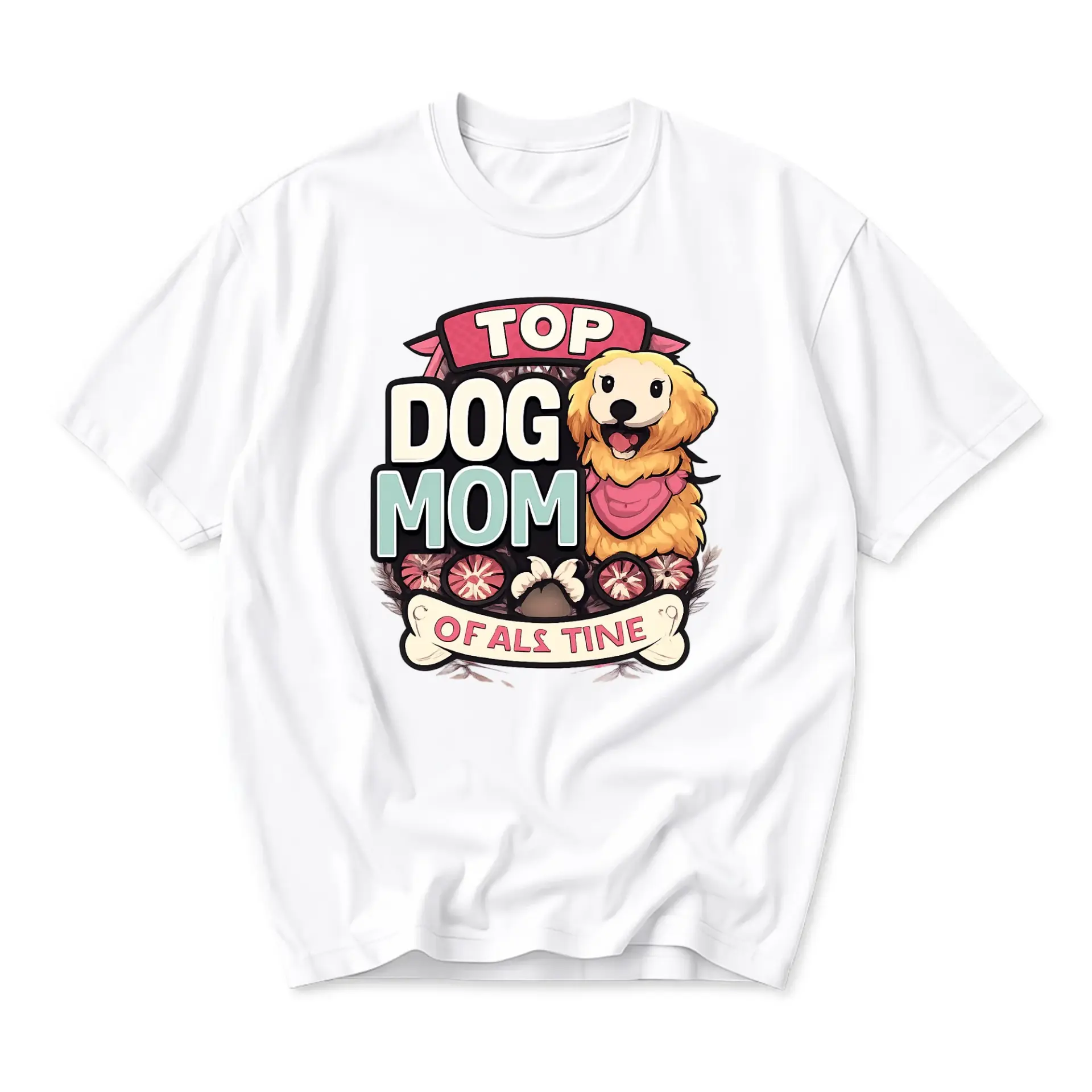 Graphic Tee Top Dog Mom of Als Tine Cute Golden Retriever Unisex Crew Neck Casual Shirt for Pet Lovers Apparel