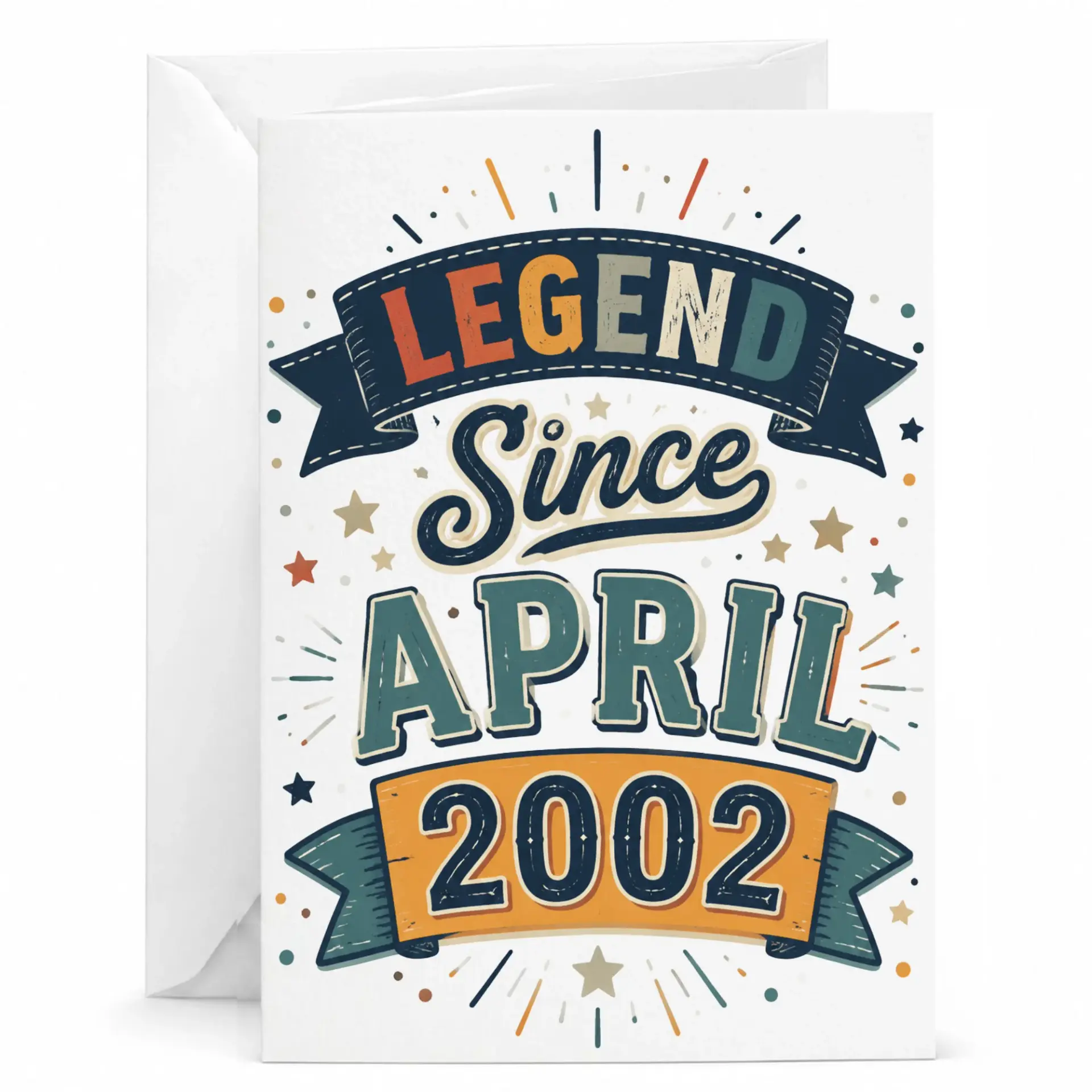 Greeting Card Legend Since April 2002 Vintage Style Milestone Birthday Celebration Note for Friends and Family Members