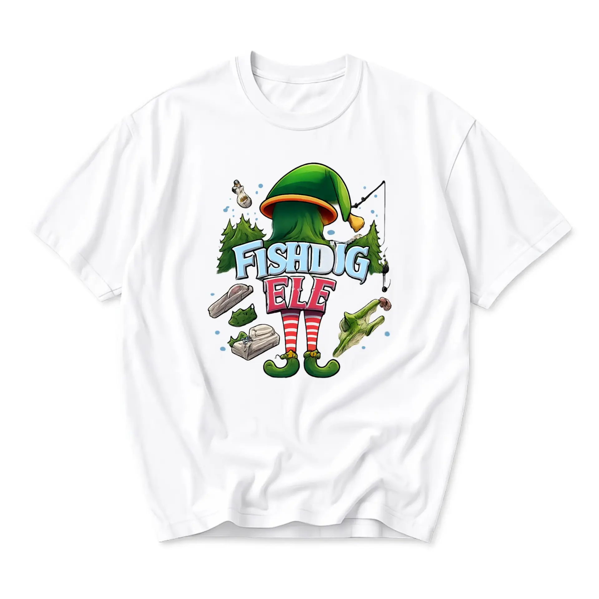 Funny Shirt Fishdig Graphic Tee Casual Holiday Humor Apparel Unisex Crew Neck Short Sleeve Cotton Blend T-Shirt