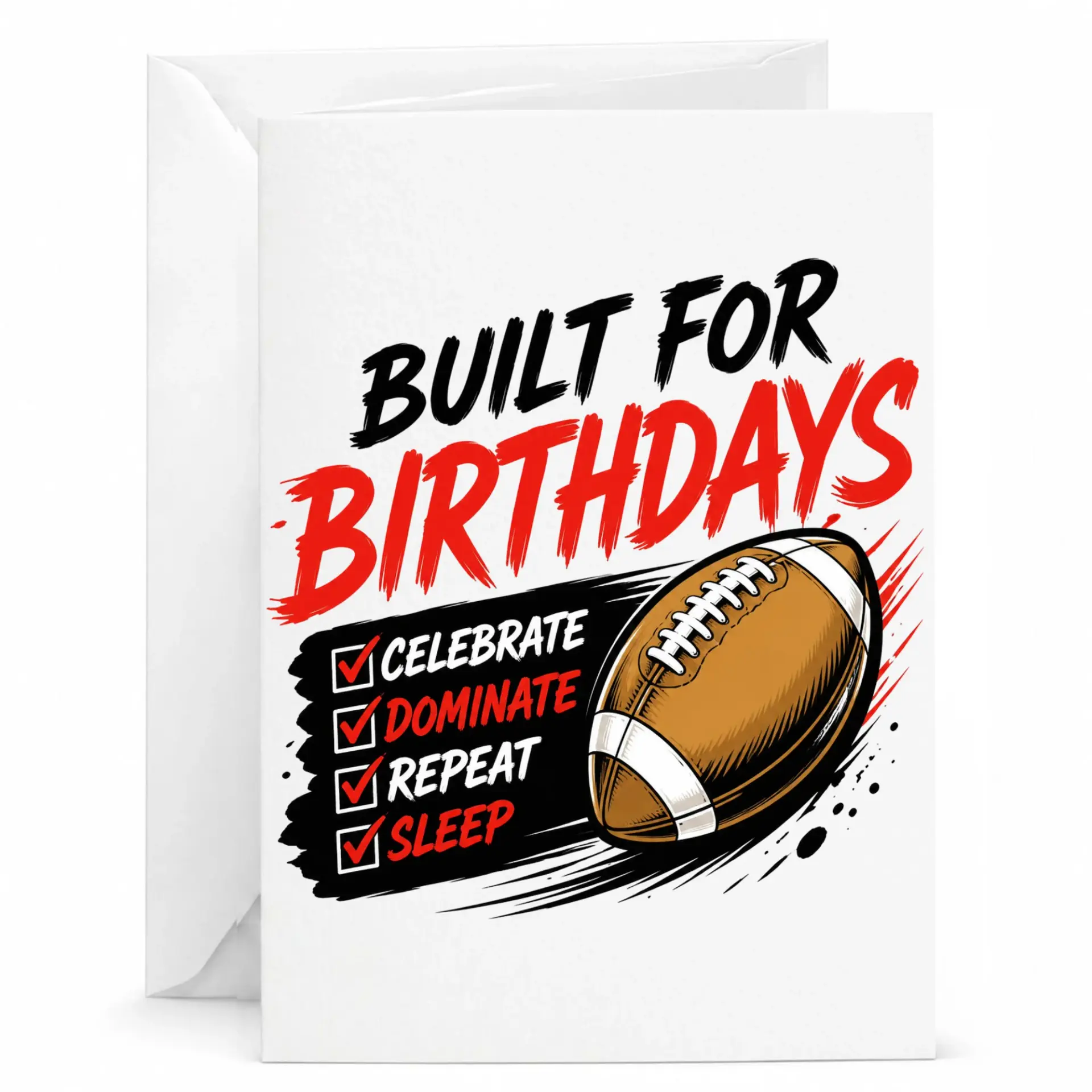 Birthday Card Featuring a Football Theme Design for Sports Fans with a Fun Checklist Graphic for Special Celebrations