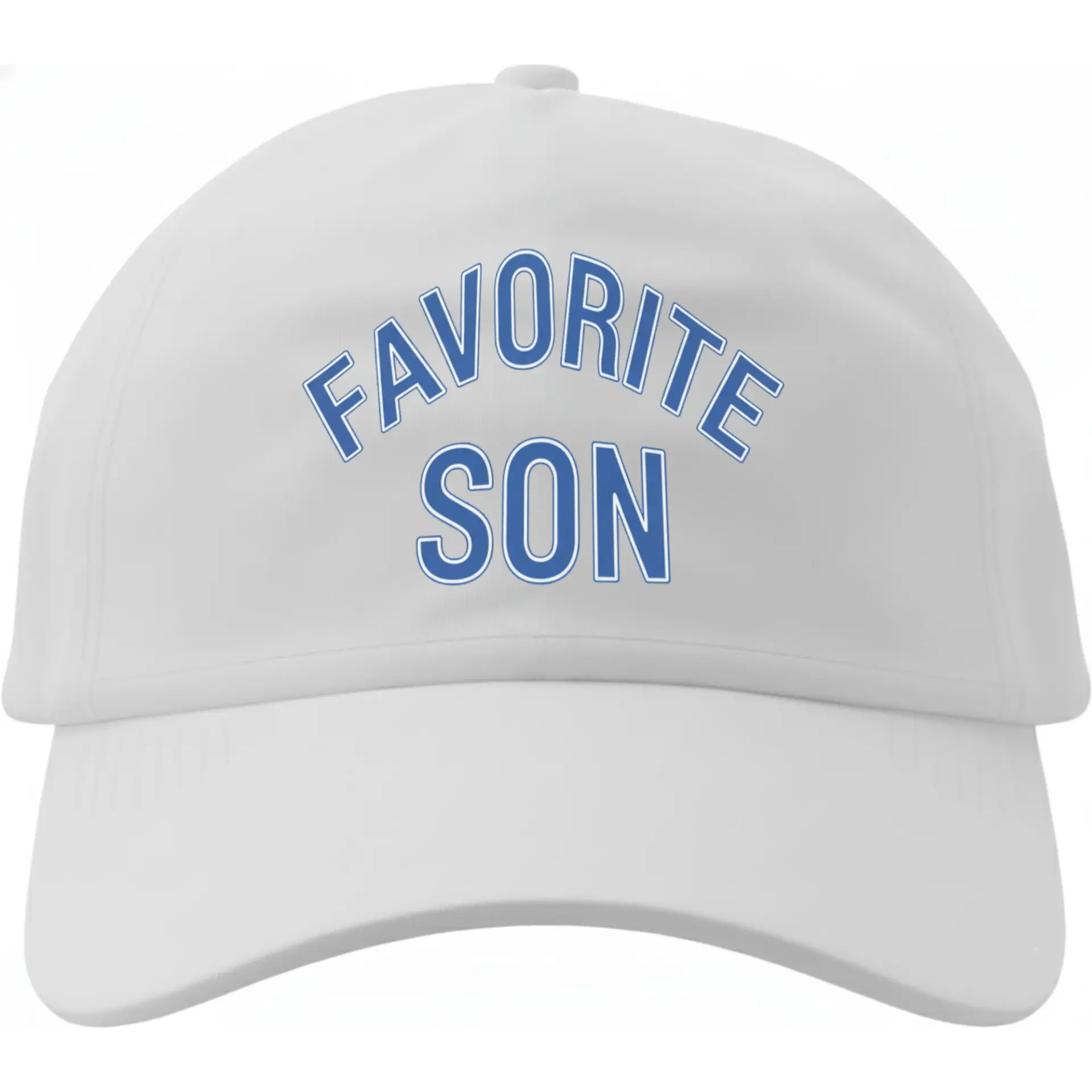 Baseball Cap Favorite Son Graphic Embroidered Dad Hat Adjustable Cotton Headwear for Casual Everyday Wear White