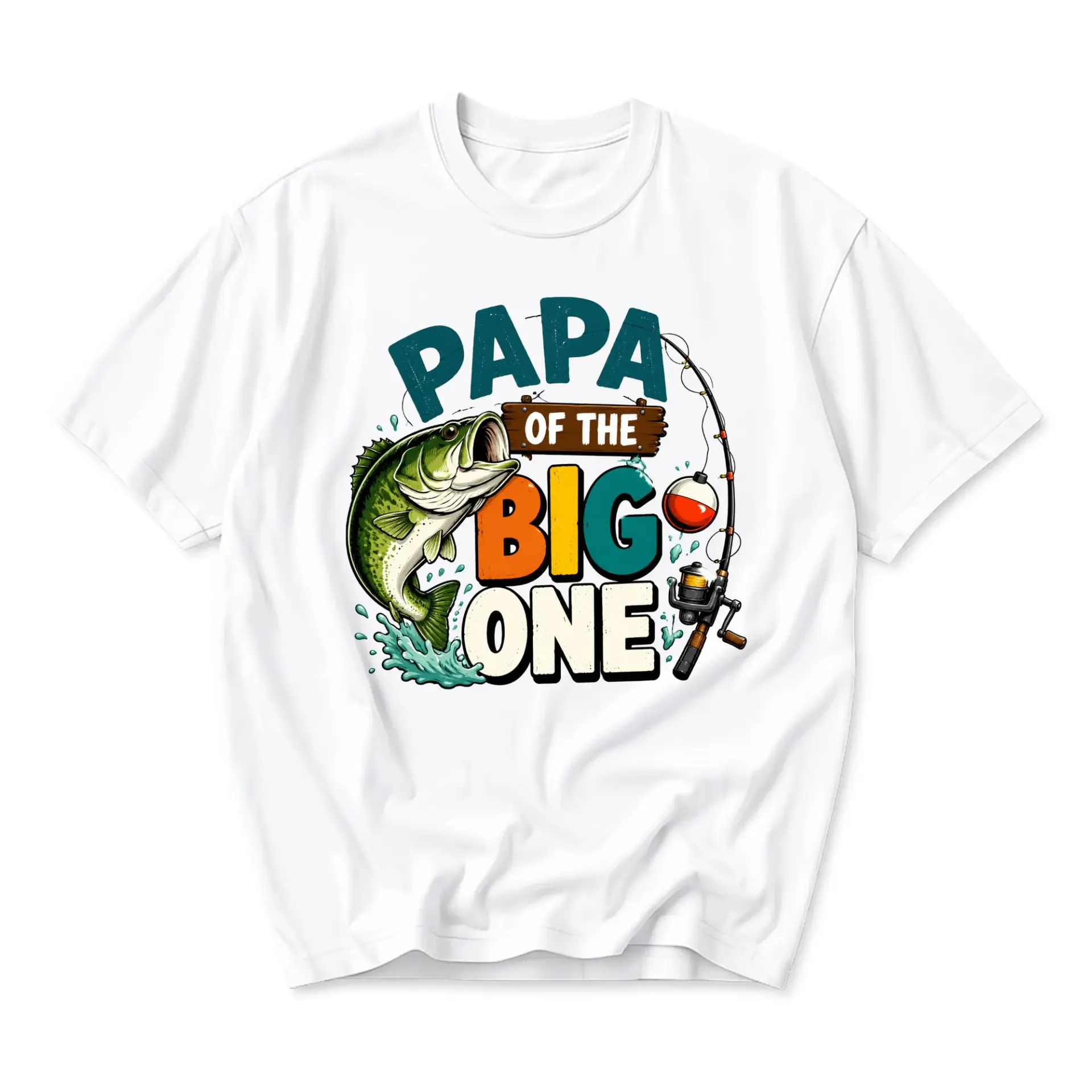 T-shirt Papa of the Big One Graphic Fishing Tee Unisex Casual Crew Neck Short Sleeve Cotton Blend Summer Top Apparel