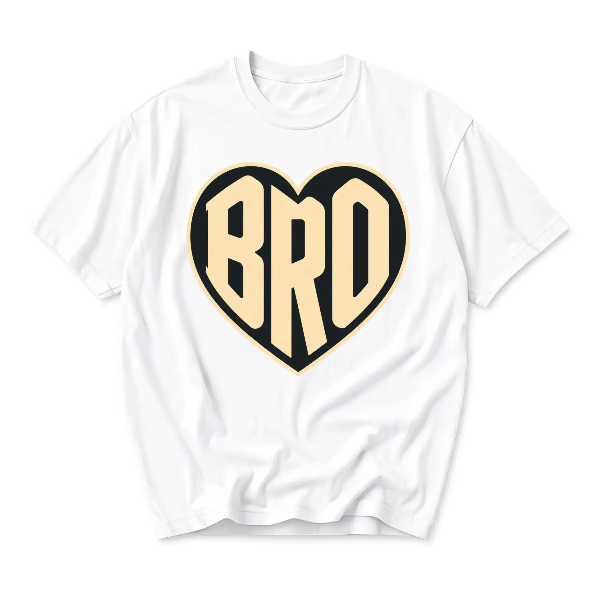 Graphic Tee Unisex Crew Neck Short Sleeve Shirt with Bro Heart Design for Casual Everyday Wear and Self Expression