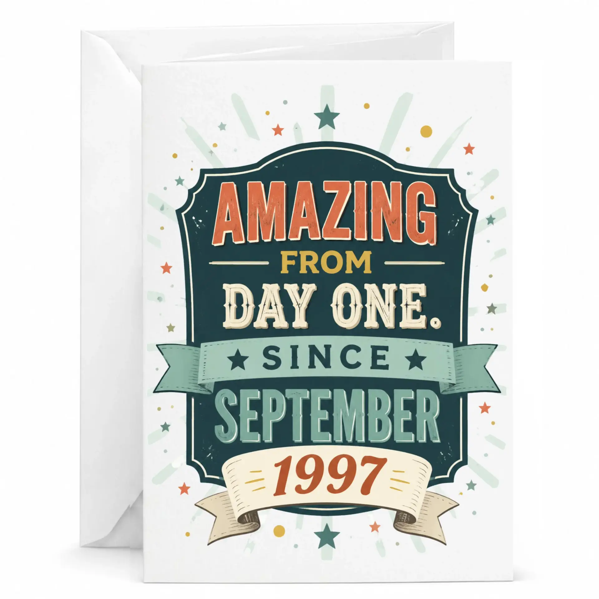 Birthday Card Amazing from Day One Since September 1997 Vintage Style Greeting Card for Special Milestone Occasions