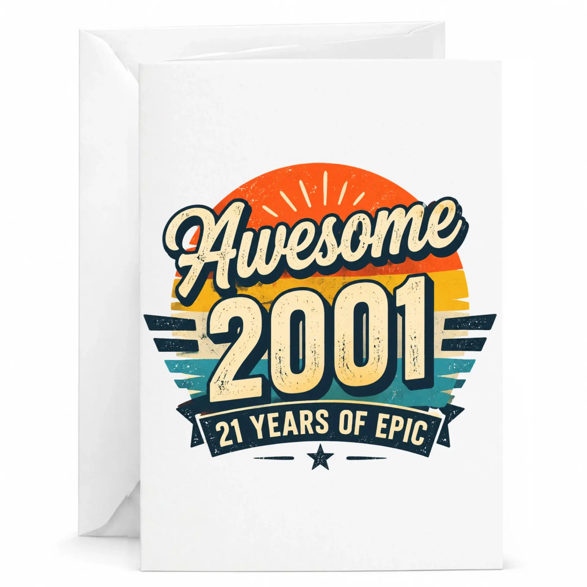 Birthday Card Awesome 2001 21 Years of Epic Vintage Style Greeting Card for Milestone Celebration with Matching Envelope