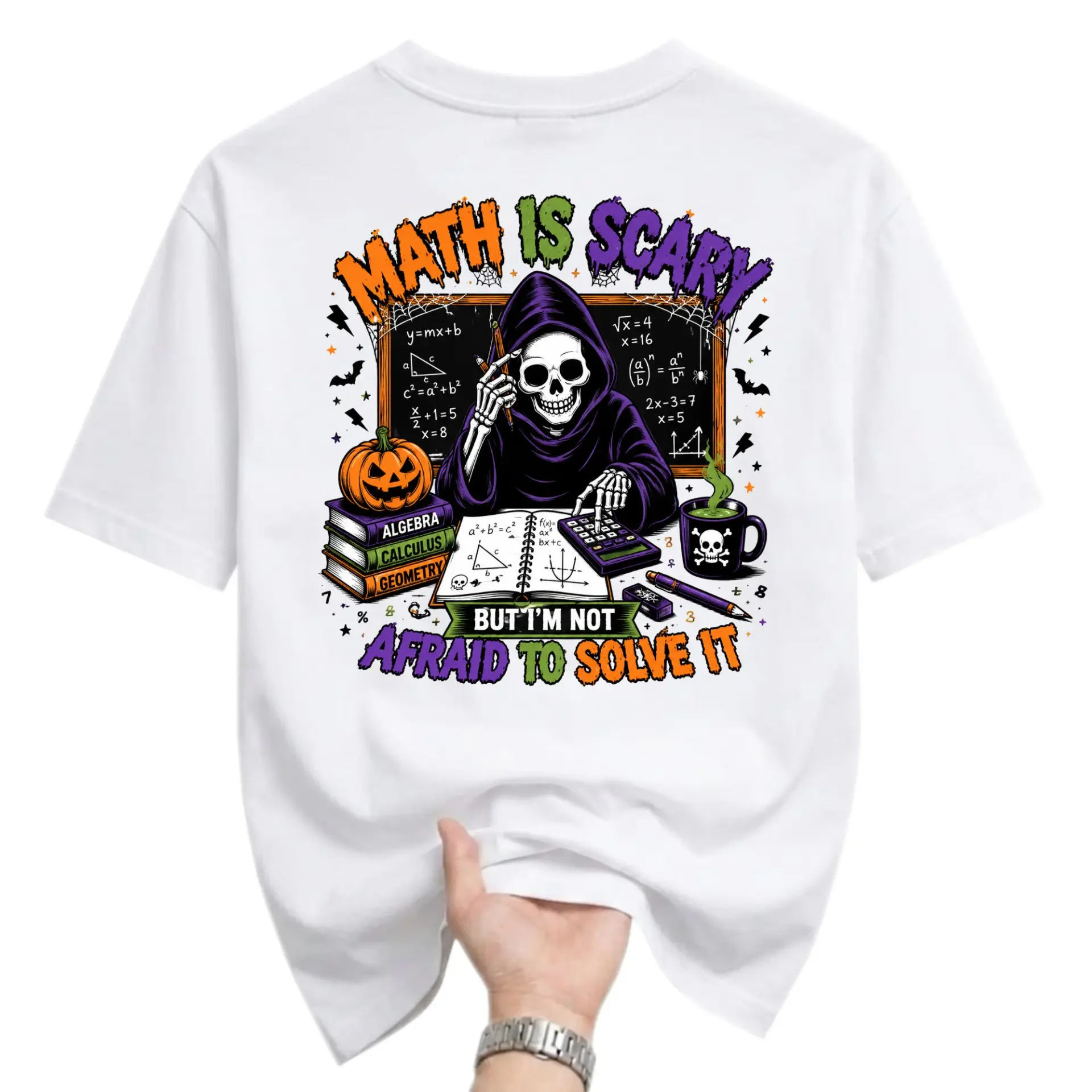 Funny Shirt Math Is Scary but I Am Not Afraid to Solve It Graphic Tee Unisex Crew Neck Casual Cotton Blend Top