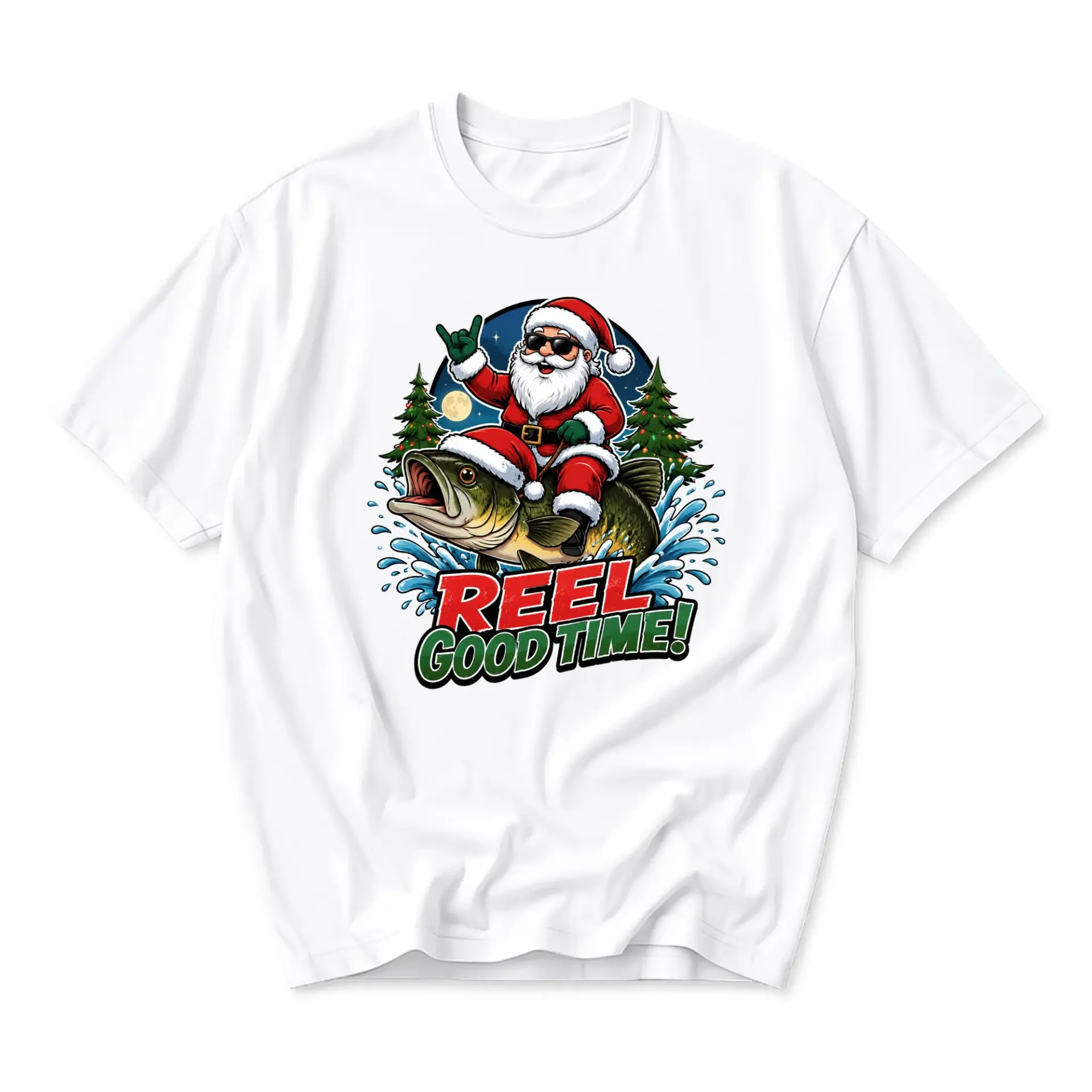 Funny Shirt Reel Good Time Graphic Tee Unisex Crew Neck Casual Cotton Blend Short Sleeve Holiday Fishing Apparel