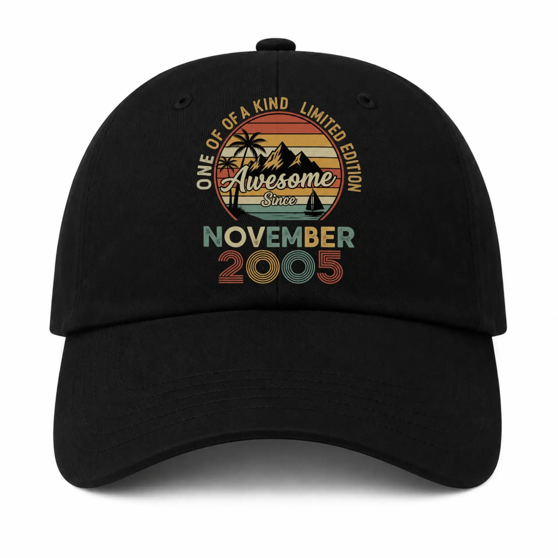 Baseball Cap Retro Sunset Mountain Vintage Style Embroidered Adult Hat