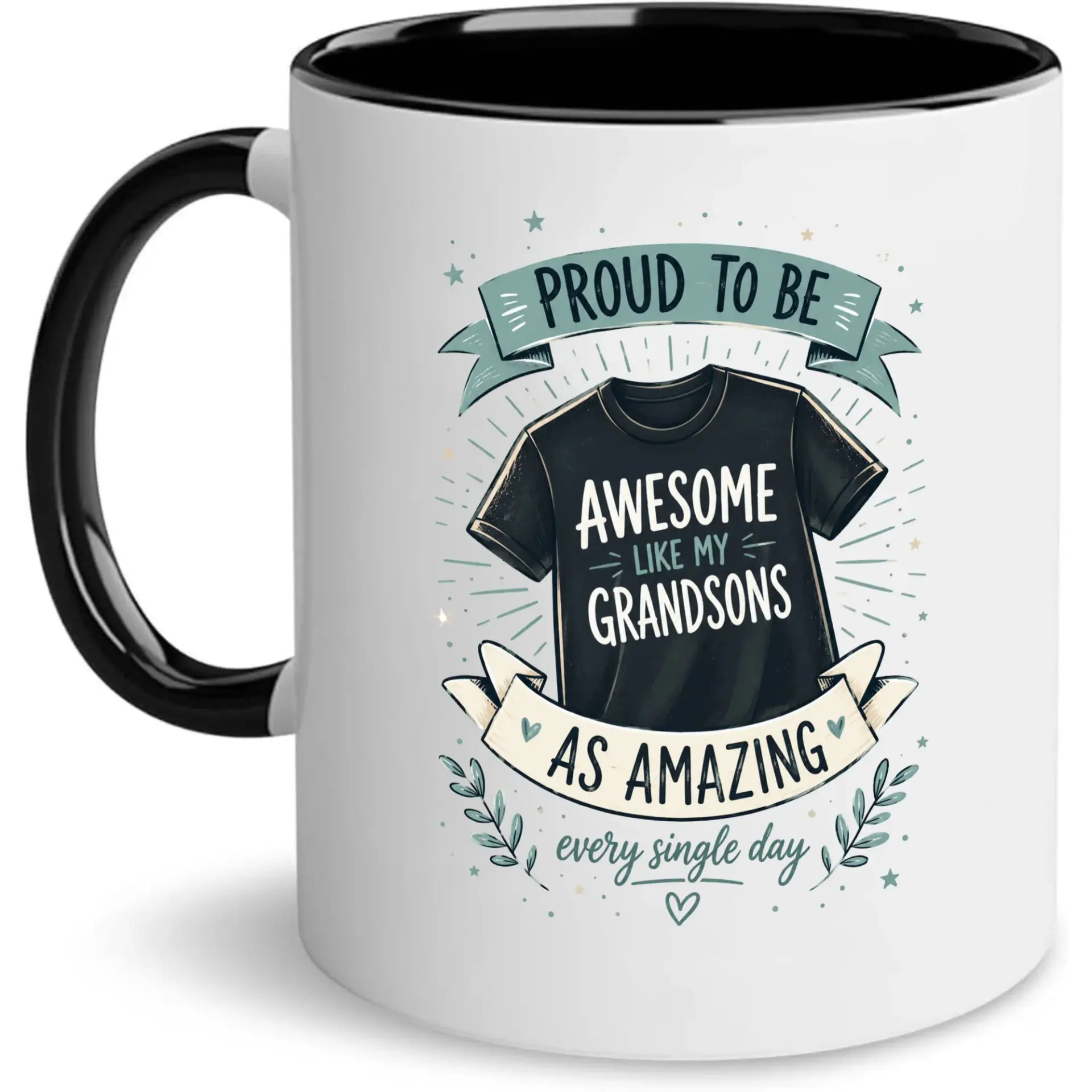 Funny Ceramic Mug Proud to Be Awesome Like My Grandsons Gift for Grandparent Morning Coffee Tea Hot Cocoa Drinkware