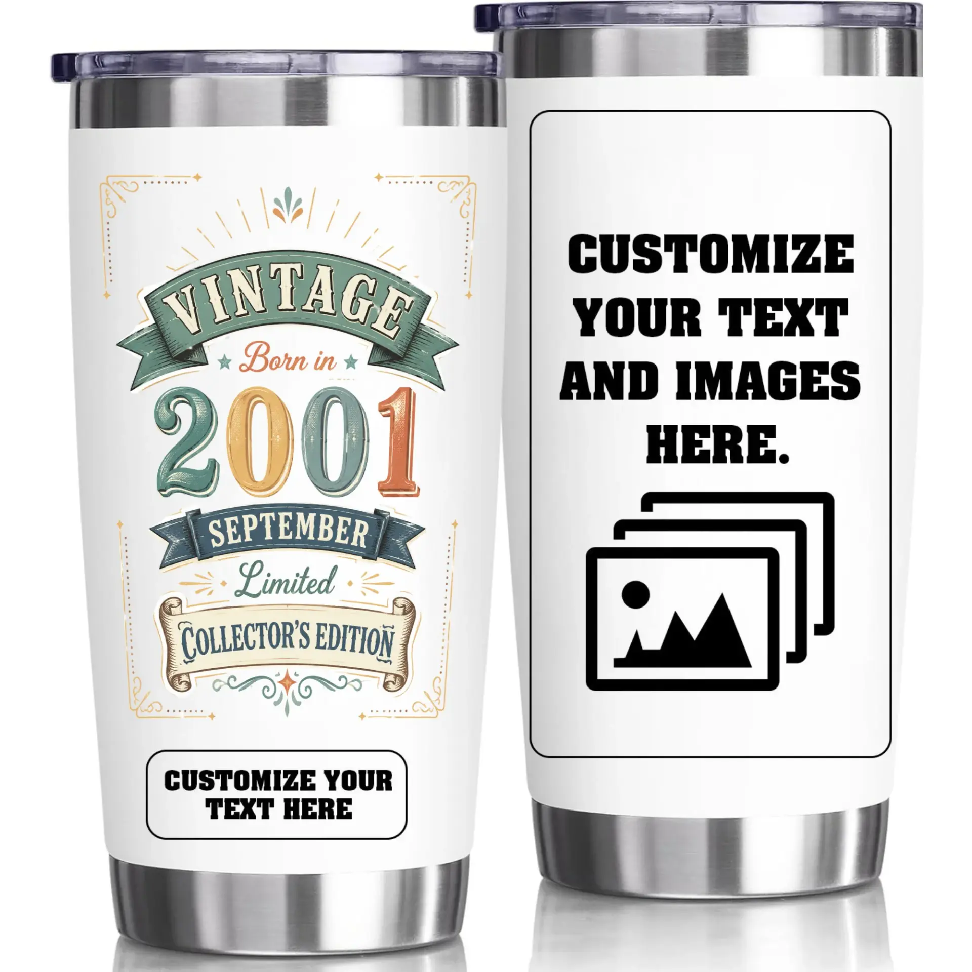 Stainless Steel Tumbler 20oz Custom Birthday Gift for Men and Women Vintage Style Insulated Travel Cup Drinkware