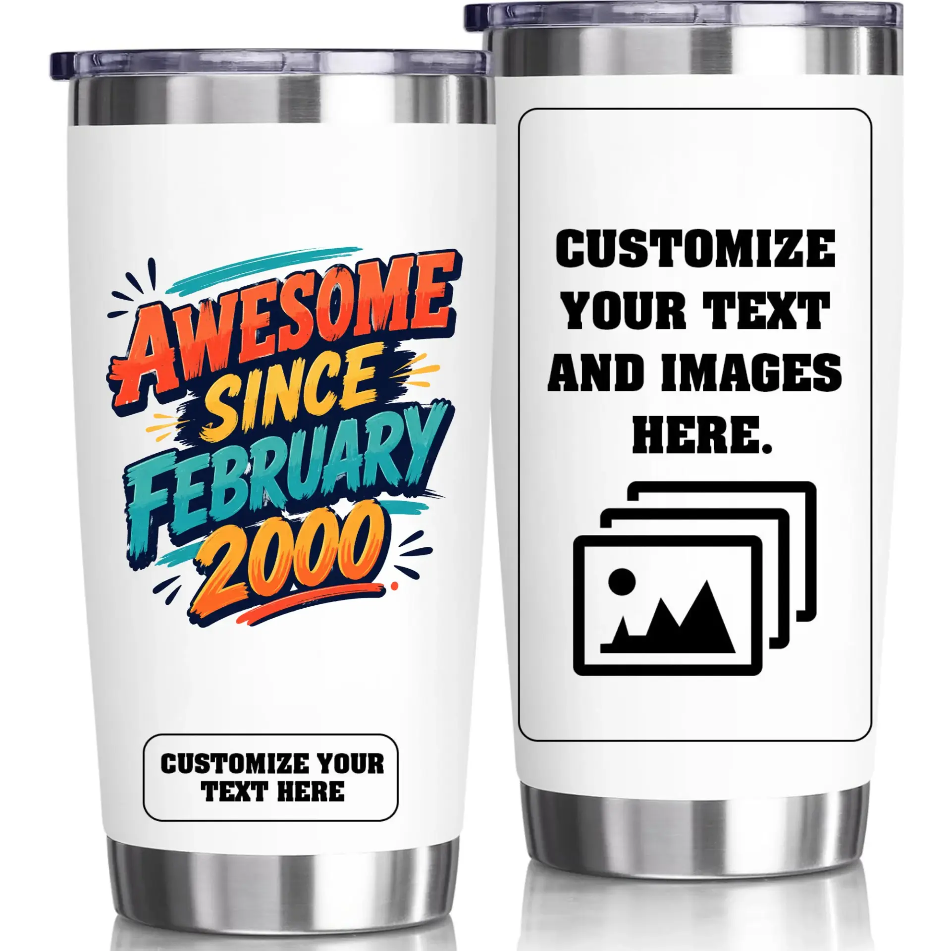Stainless Steel Tumbler Awesome Since February 2000 Travel Cup Double Wall Vacuum Insulated 20 Ounce Drinkware Gift