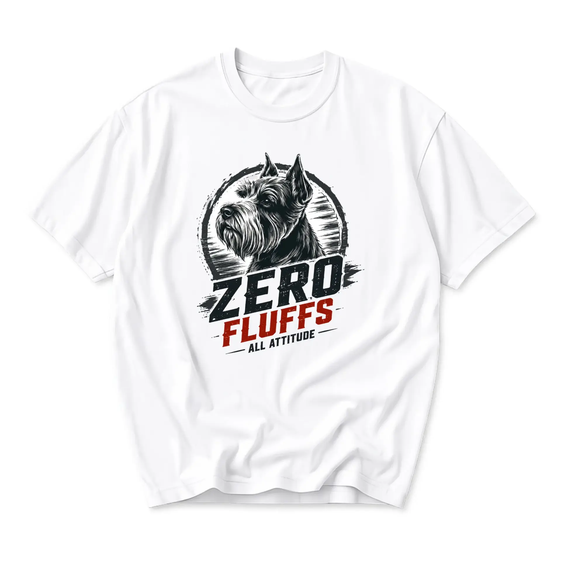 Graphic Tee Zero Fluffs All Attitude Schnauzer Dog Lover Unisex Casual Crew