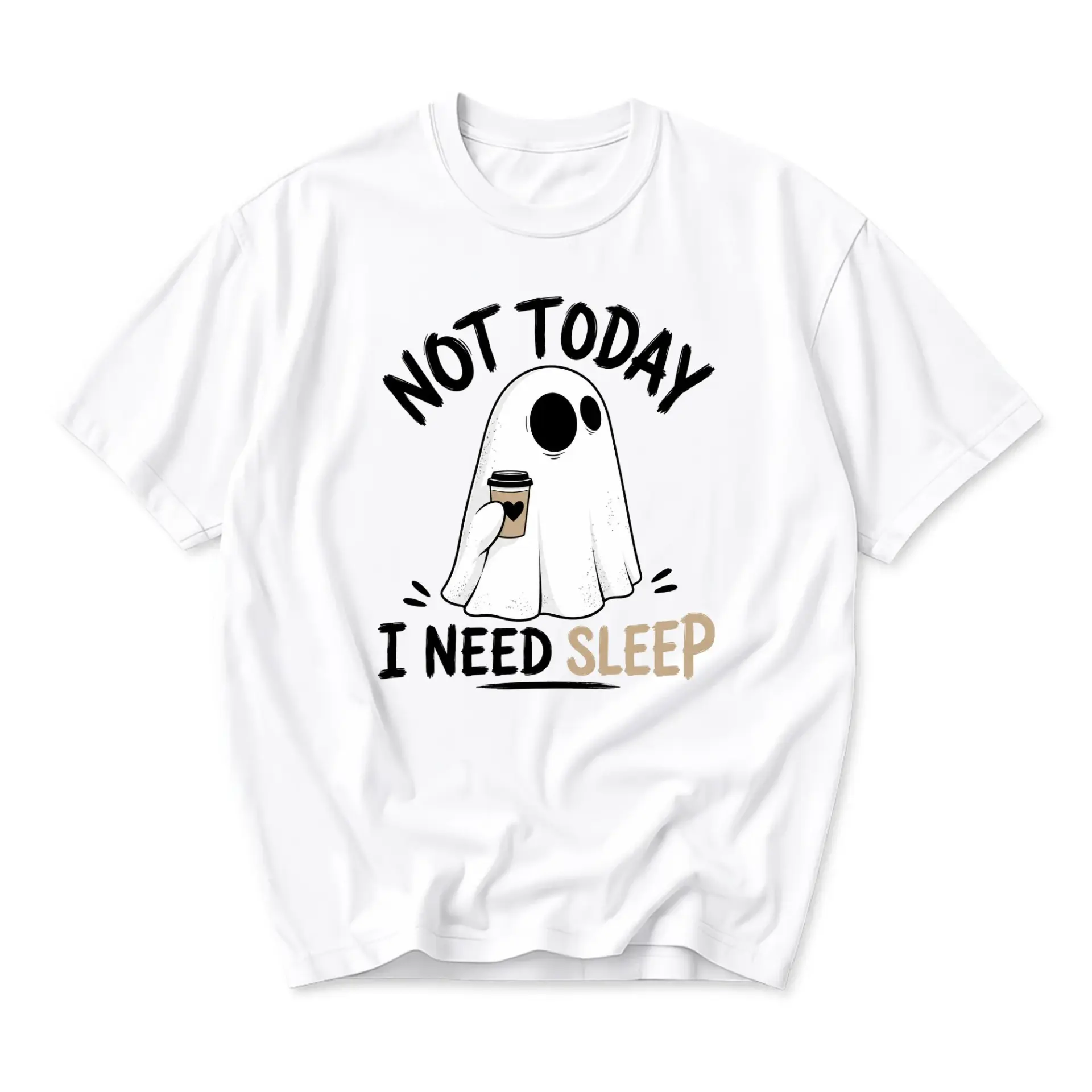 Funny Shirt Not Today I Need Sleep Ghost Graphic Tee Casual Unisex Crew Neck Top for Everyday Comfort and Style