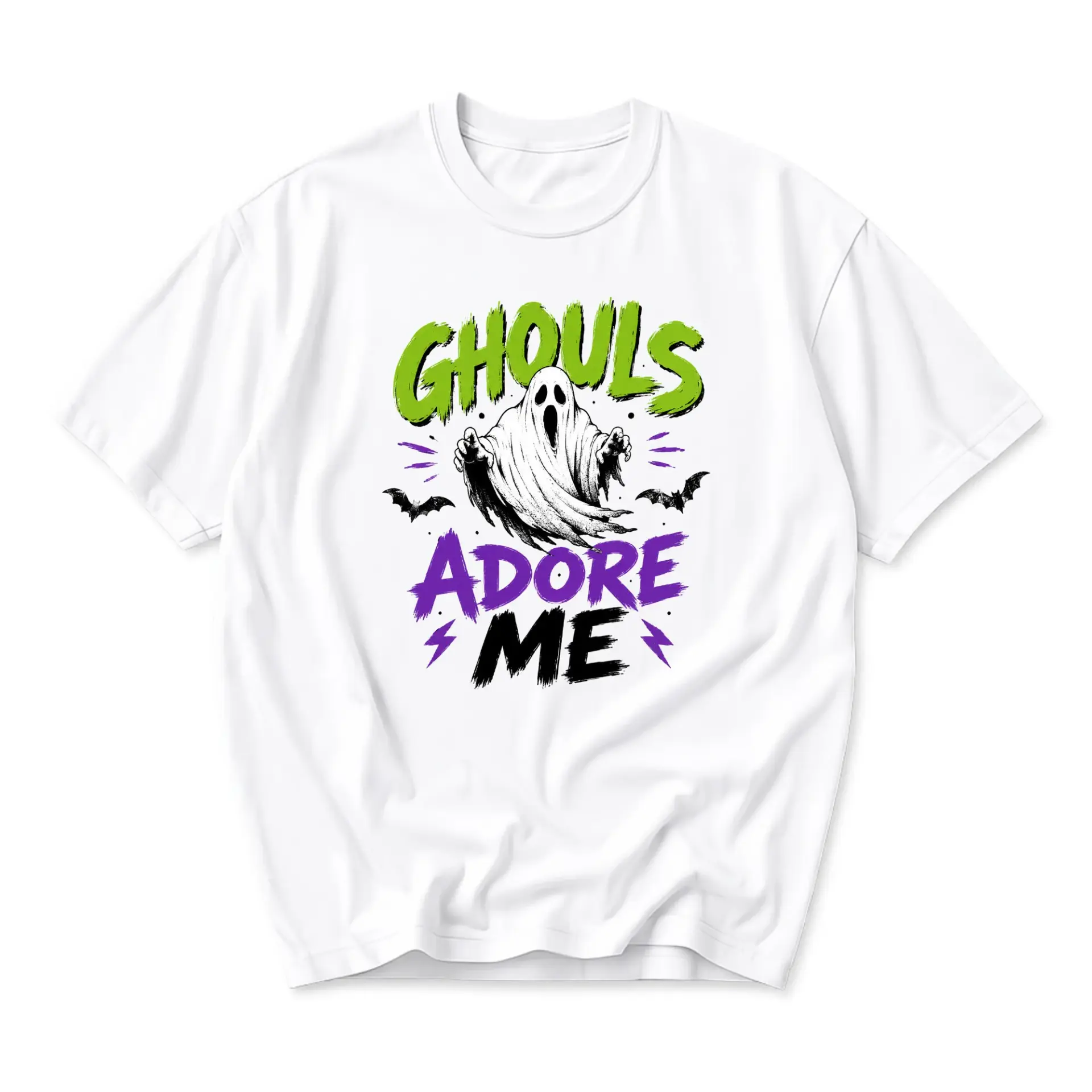 Graphic Tee Ghouls Adore Me Funny Ghost Shirt Spooky Season Unisex Crew Neck Casual Cotton Blend Apparel White
