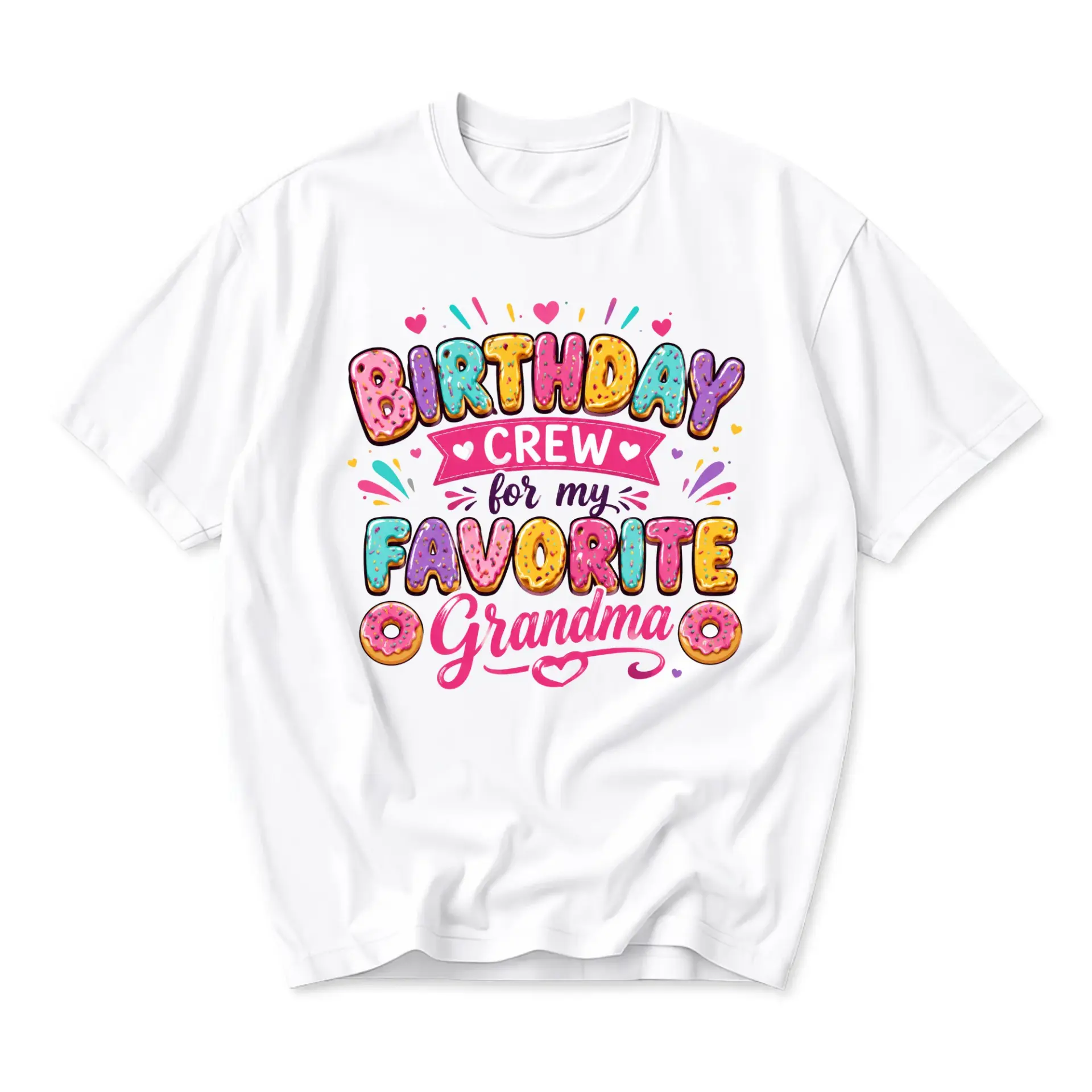 Graphic Tee Birthday Crew for My Favorite Grandma Shirt Unisex Casual