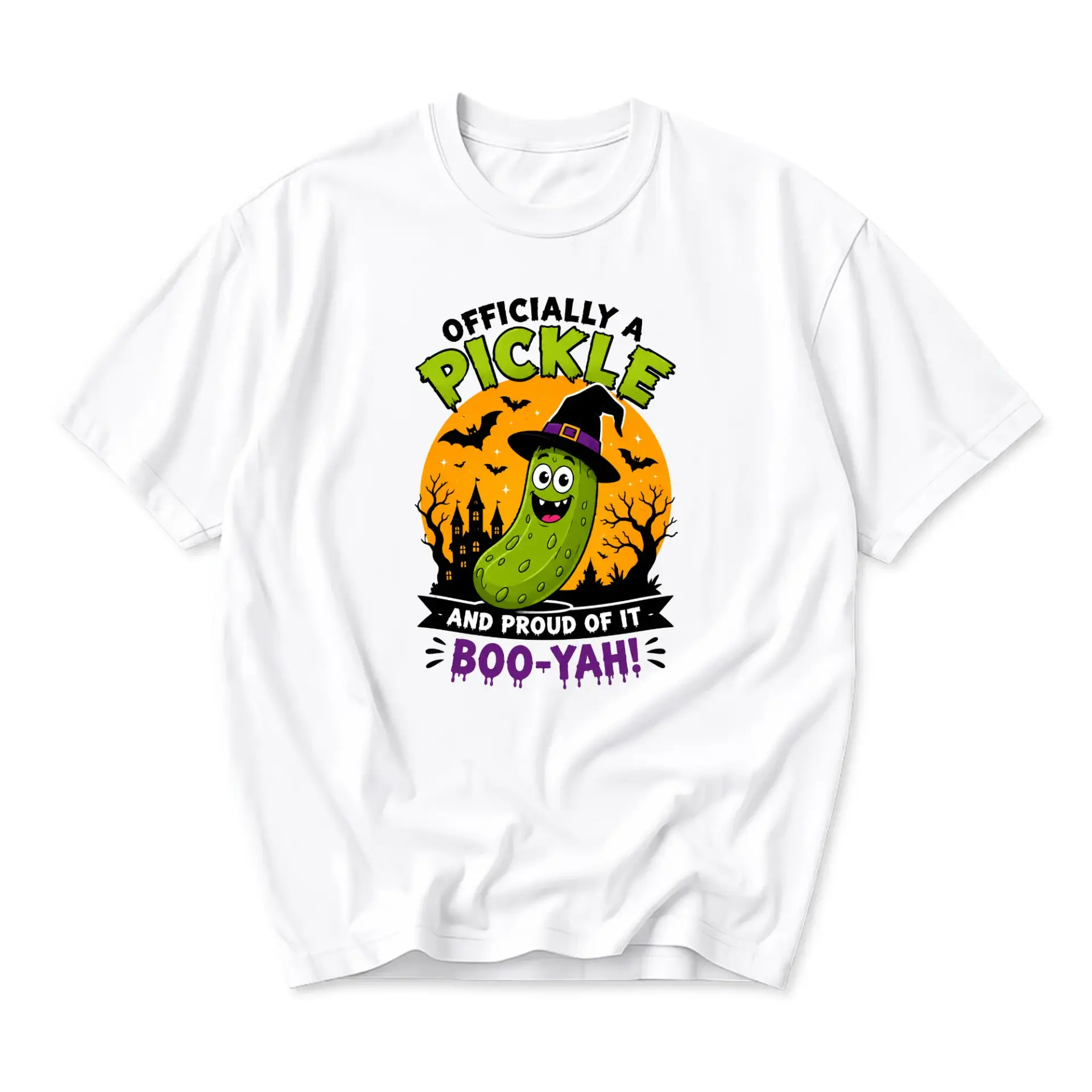 Funny Shirt Officially a Pickle and Proud of It Halloween Graphic Tee Unisex Crew Neck Casual Everyday Wear Top