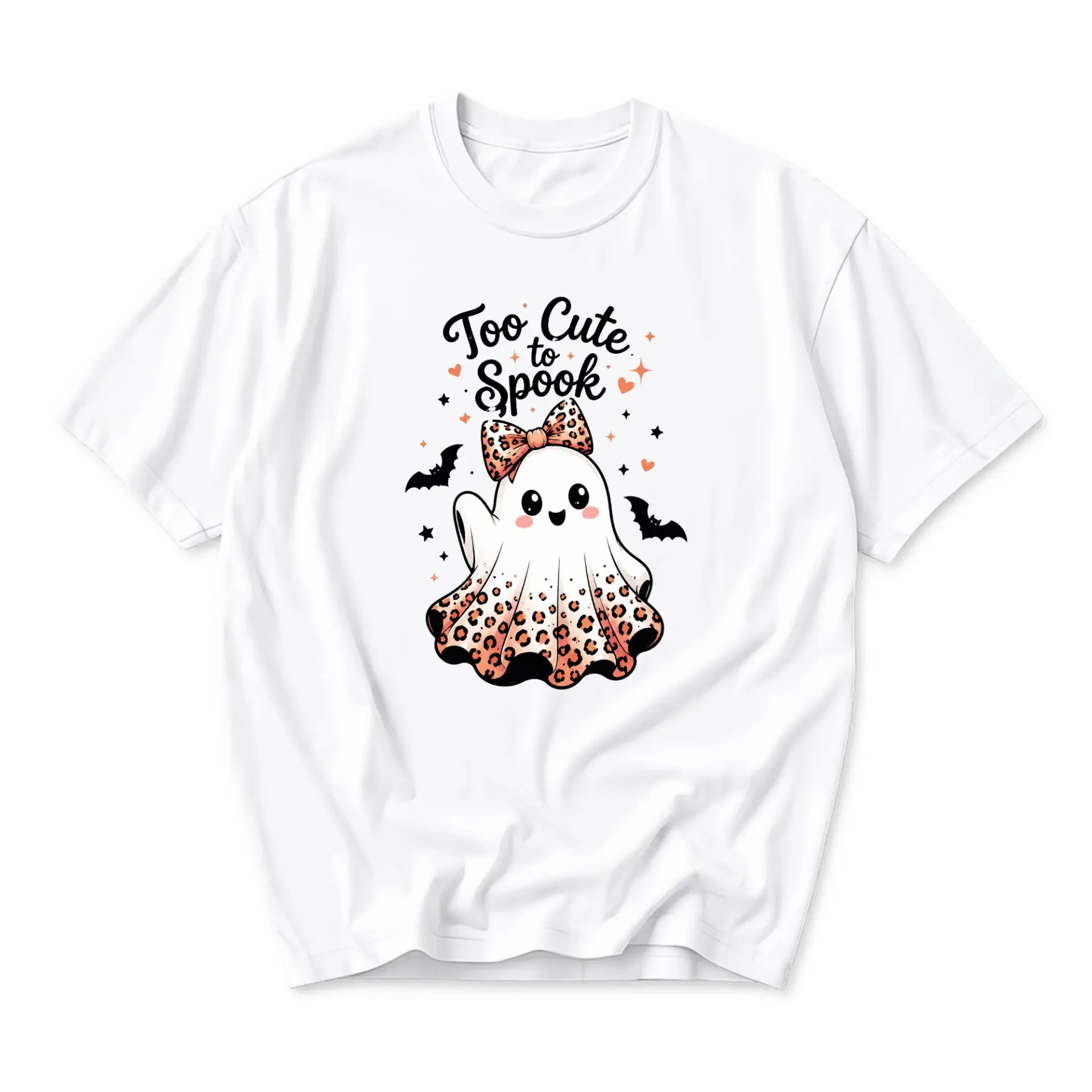 Funny Shirt Too Cute to Spook Graphic Tee Unisex Short Sleeve Crew Neck Casual Cotton Blend Fall Holiday Apparel