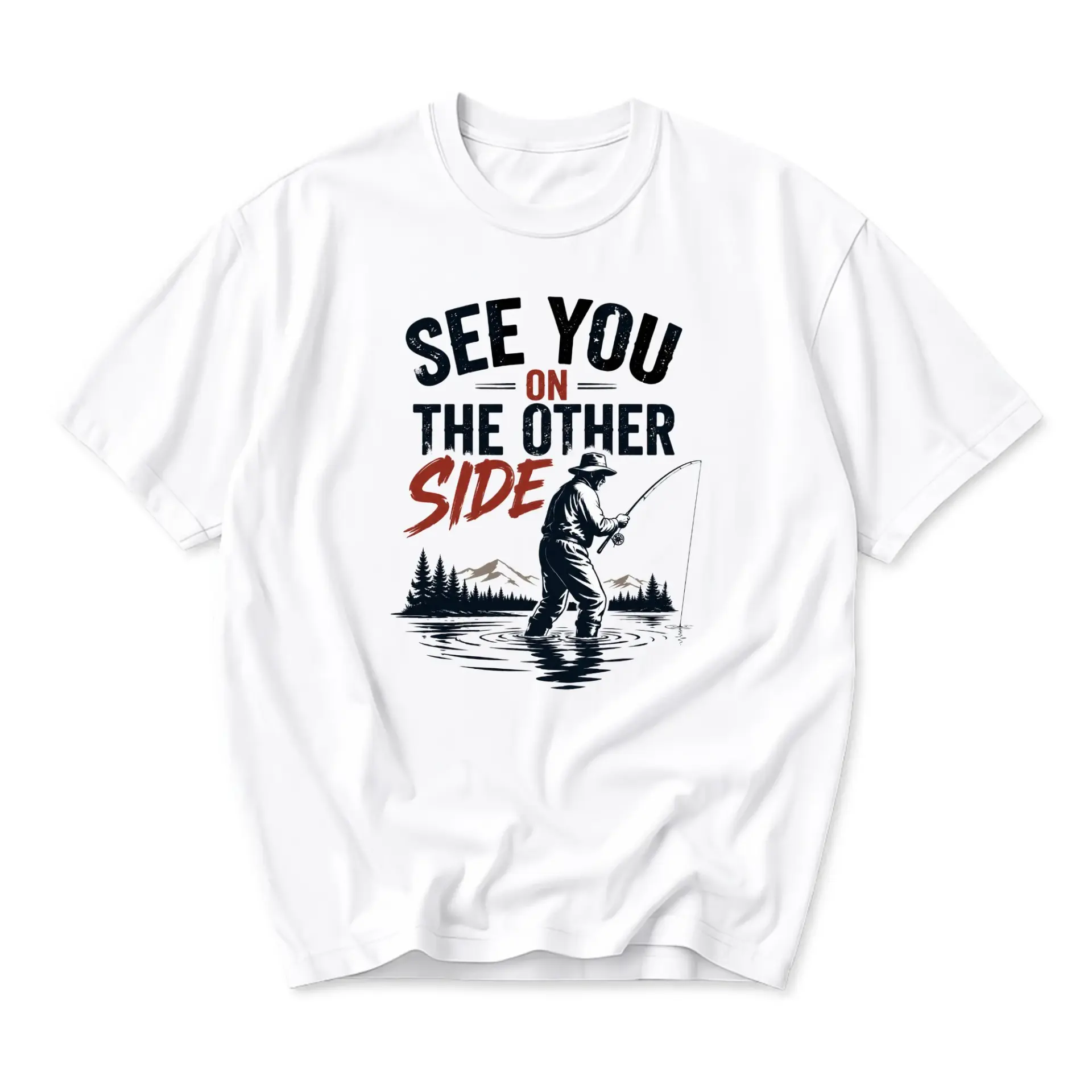 Graphic Tee See You on the Other Side Fishing Illustration Unisex Crew Neck Everyday Casual Short Sleeve Shirt