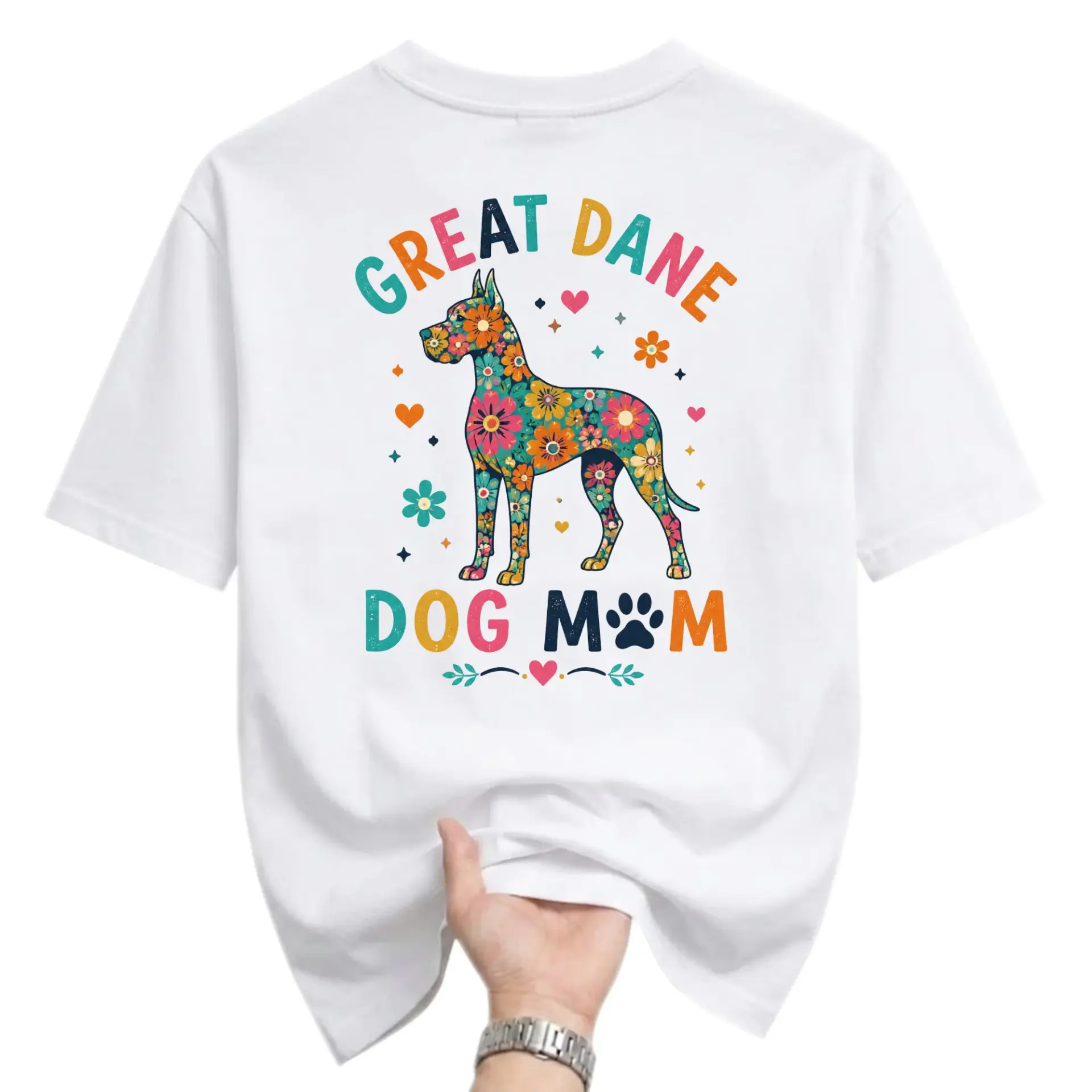 Graphic Tee Great Dane Dog Mom Shirt Floral Lover Apparel Unisex Crew Neck Casual Everyday Short Sleeve Top