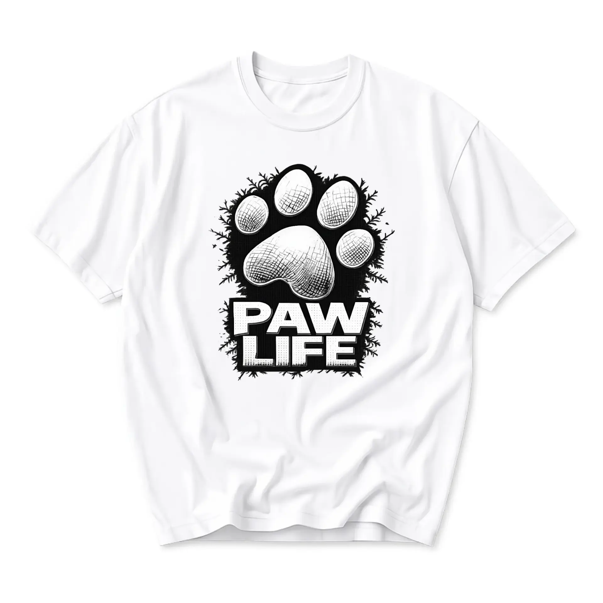 Funny Shirt Paw Life Graphic Tee Unisex Casual Crew Neck Top for Lovers