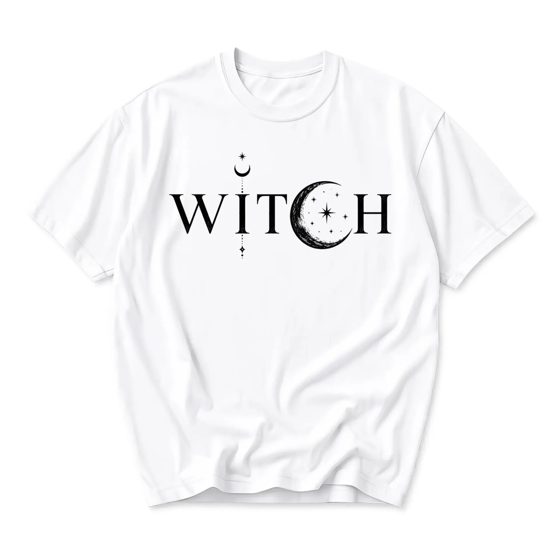 Graphic Tee Celestial Witch Moon Star Print Unisex Crew Neck Cotton Casual Short Sleeve Everyday Summer Shirt