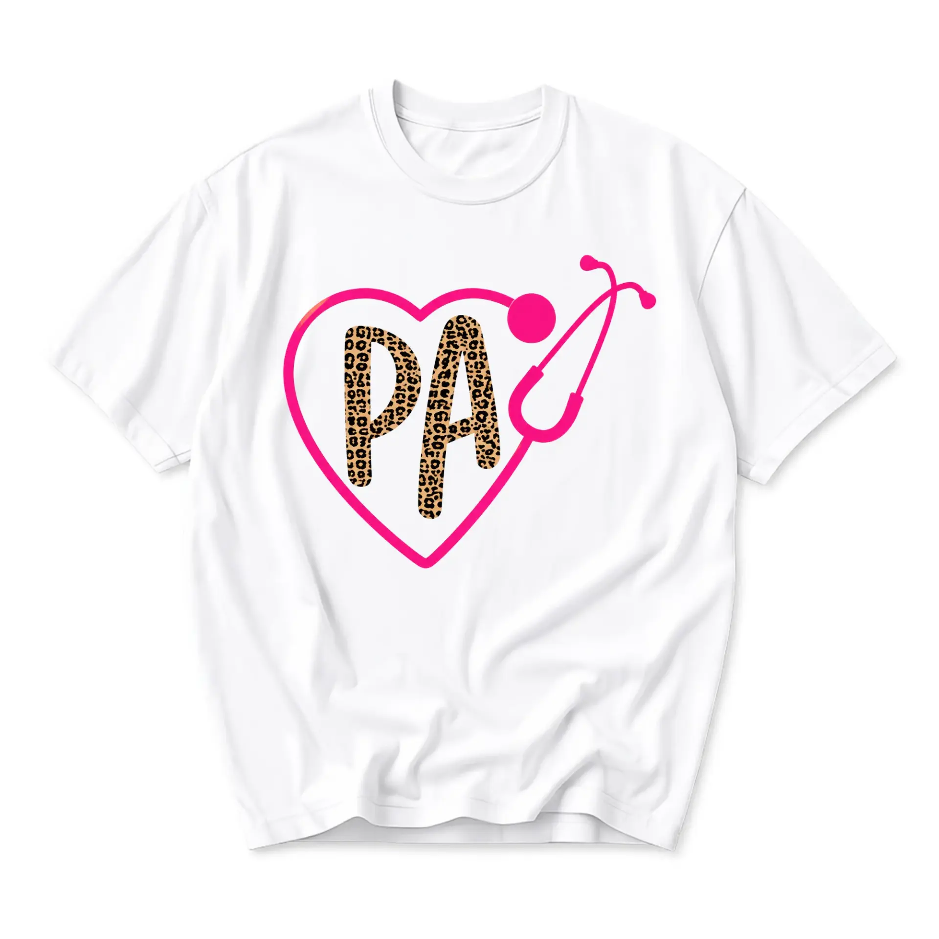 Graphic Tee Physician Assistant Heart Stethoscope Print Unisex Crew Neck Cotton Casual Short Sleeve Summer Shirt