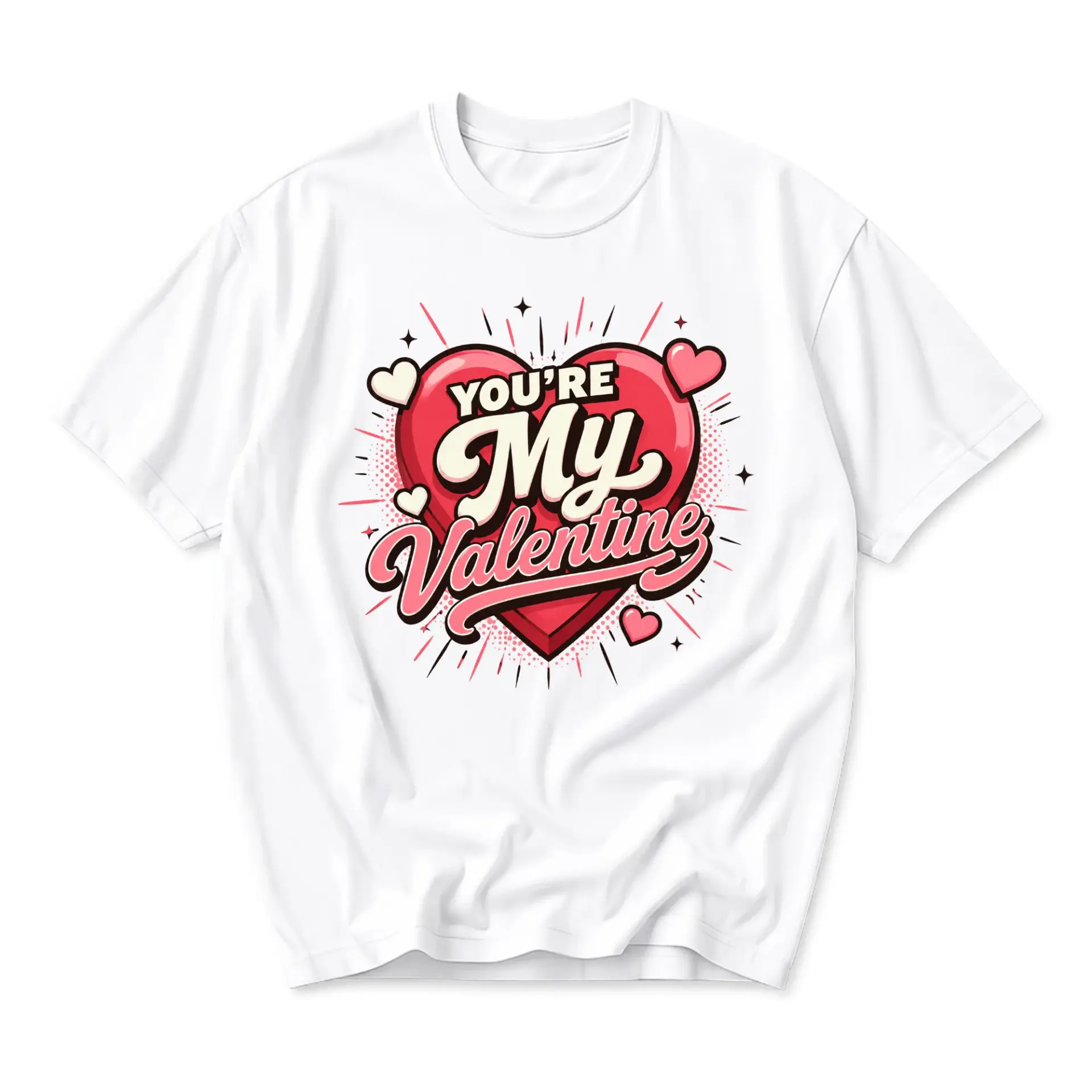 Graphic Tee You Are My Valentine Heart Illustration Unisex Crew Neck Short Sleeve Casual Cotton Blend Casual Shirt