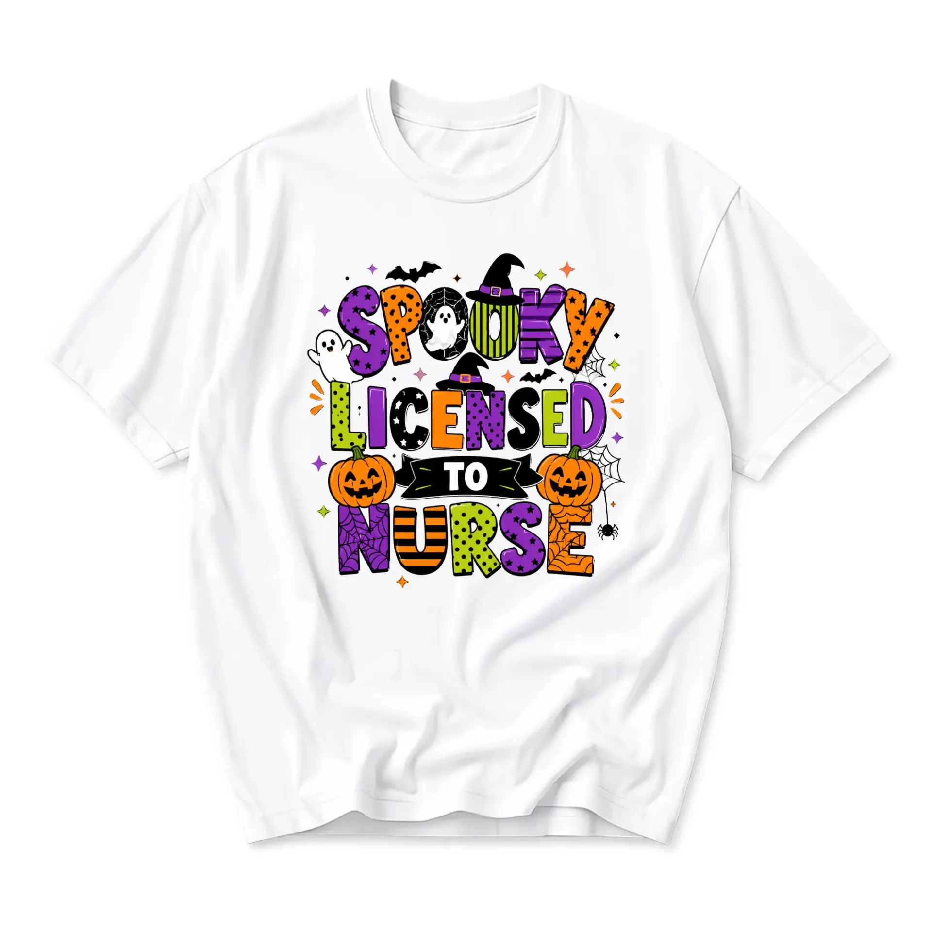 Funny Shirt Spooky Licensed to Nurse Halloween Graphic Tee for Medical Professionals Unisex Crew Neck Cotton Top