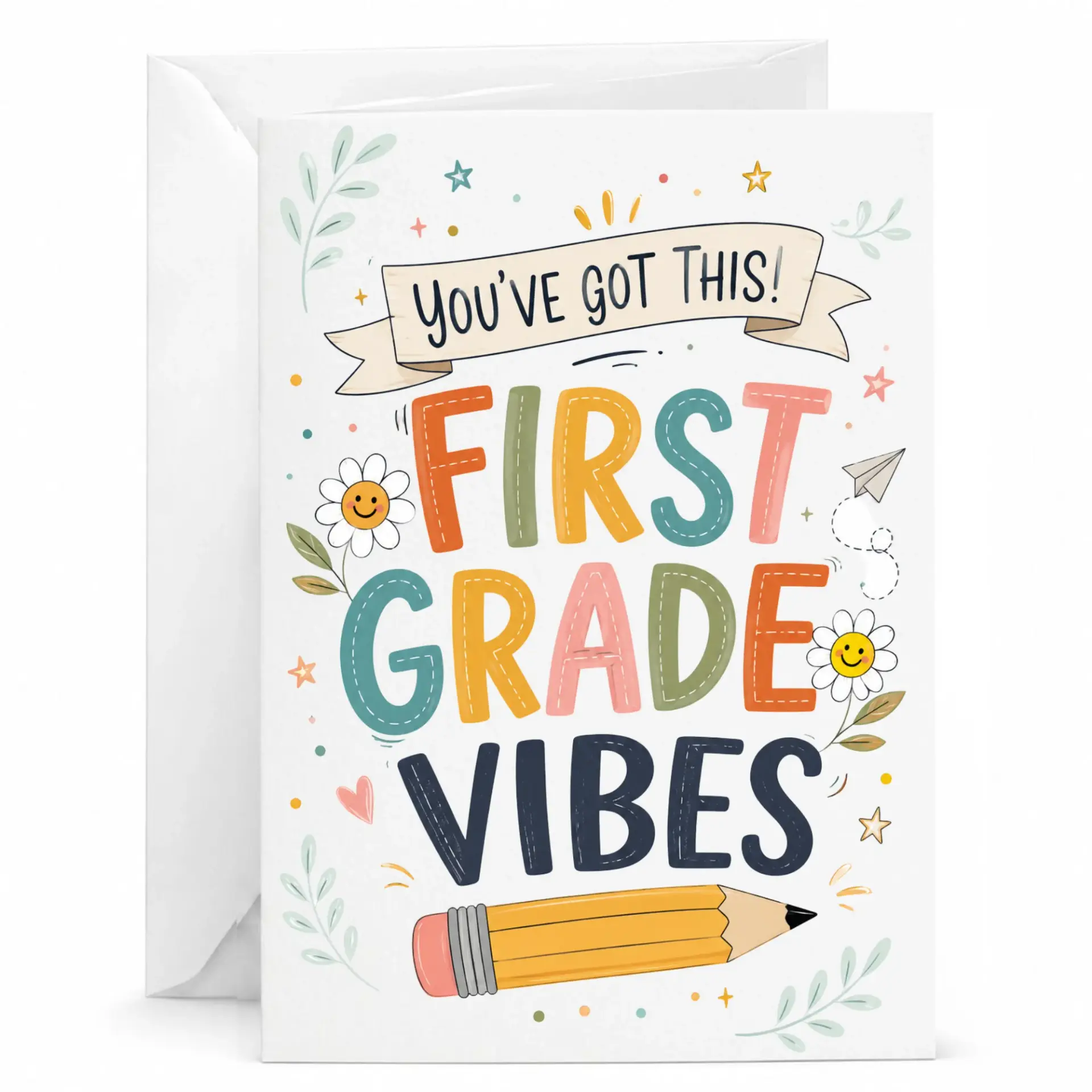 Greeting Card You Have Got This First Vibes Encouragement for Students and Teachers with White Envelope