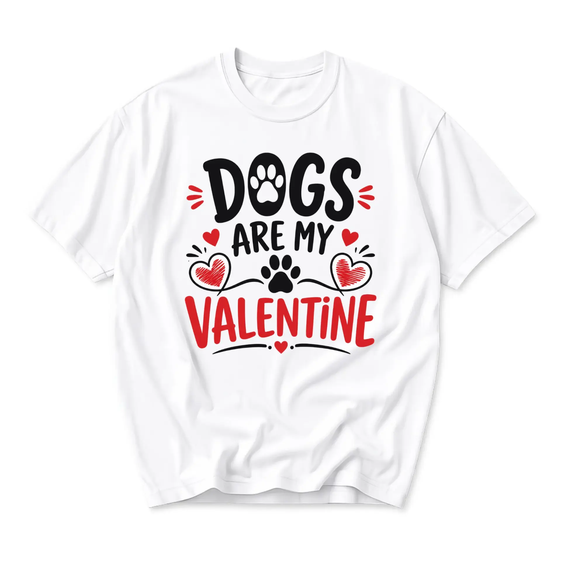 Funny Shirt Dogs Are My Valentine Graphic Tee Unisex Crew Neck Short Sleeve Casual Cotton Blend Top for Everyday Wear
