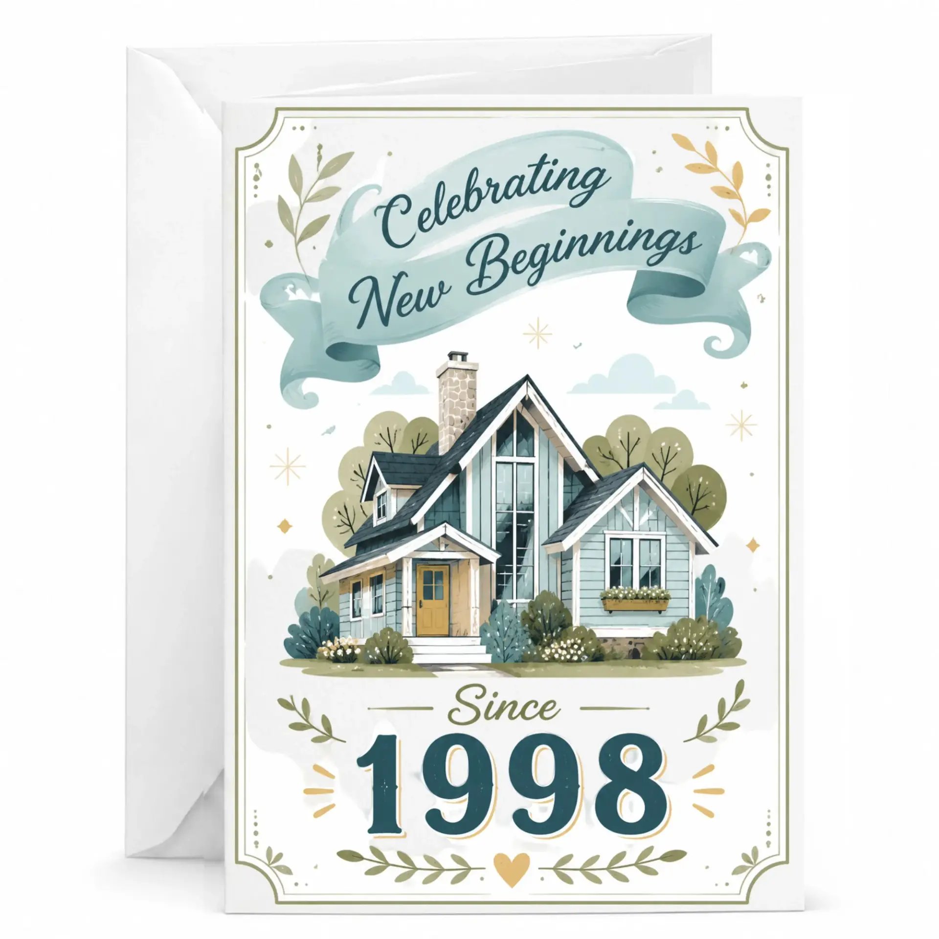 Celebrating New Beginnings Greeting Card Since 1998 Housewarming Anniversary Congratulation Card for Homeowners