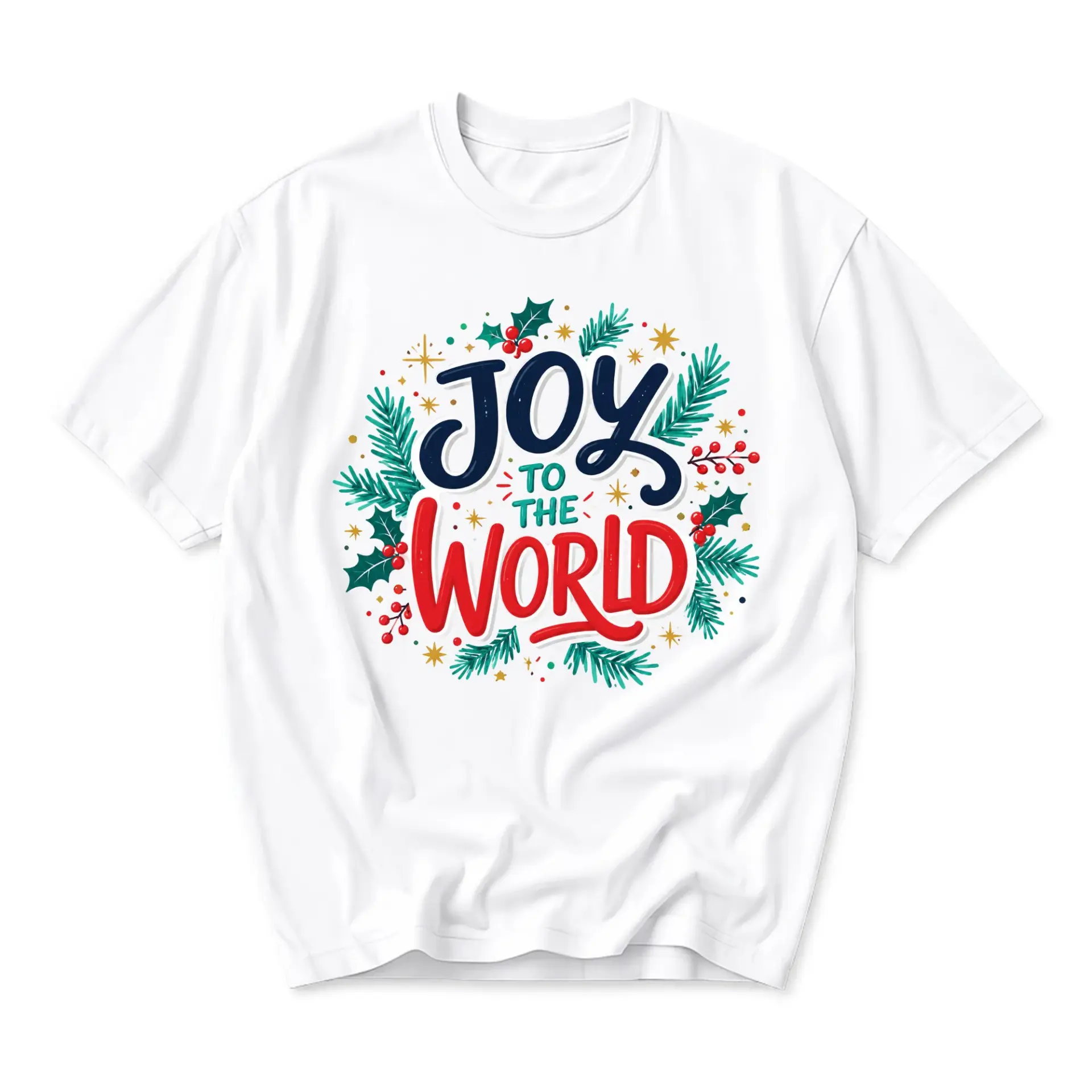 Graphic Tee Joy to the World Holiday Festive Unisex Shirt Comfortable Cotton Crew Neck Casual Short Sleeve Apparel