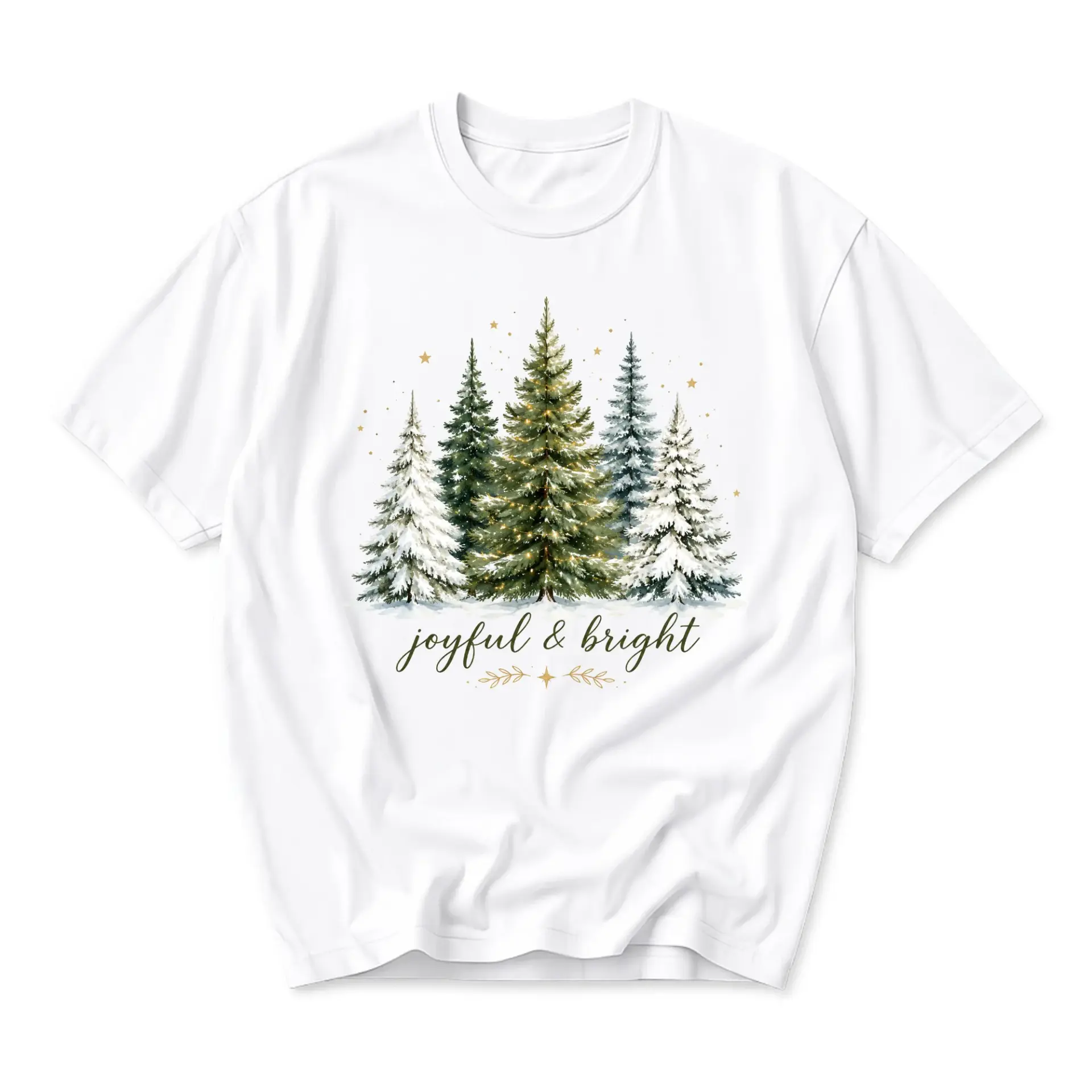 Graphic Tee Joyful and Bright Holiday Pine Tree Design Unisex Crew Neck