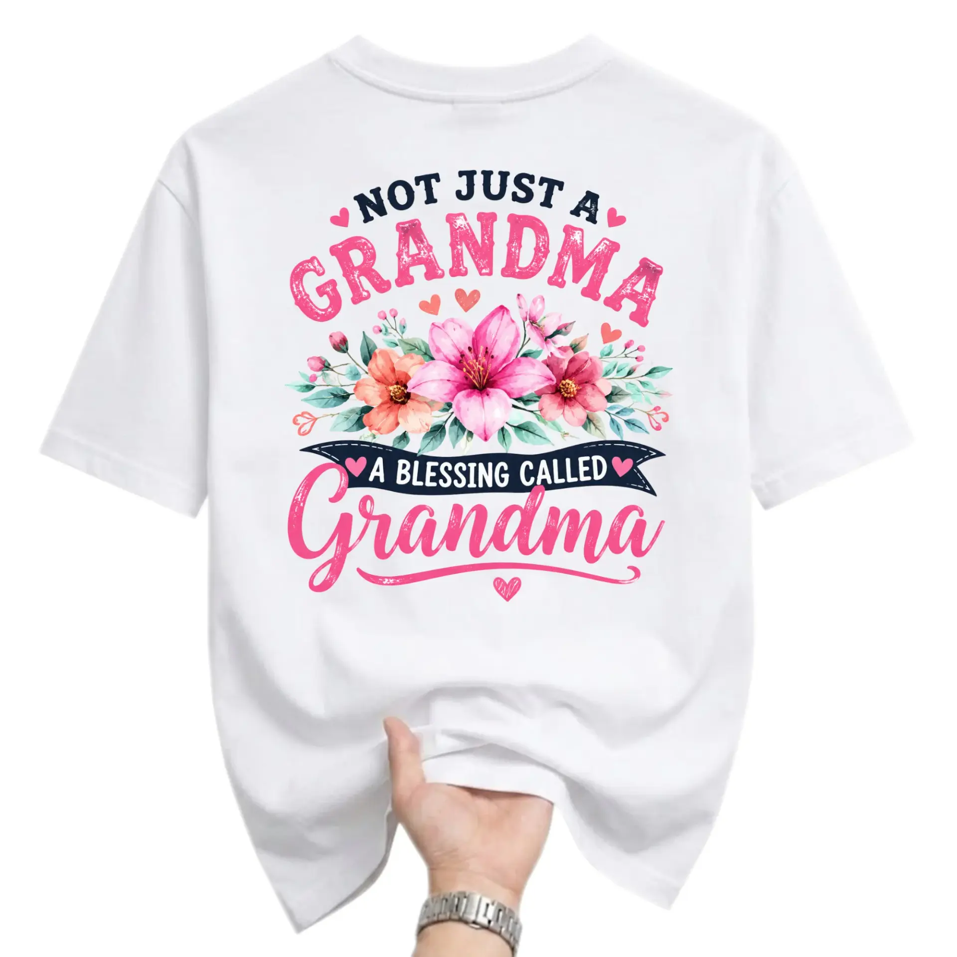 Graphic Tee Not Just a Grandma a Blessing Called Floral Print Casual Unisex Crew Neck Short Sleeve Shirt
