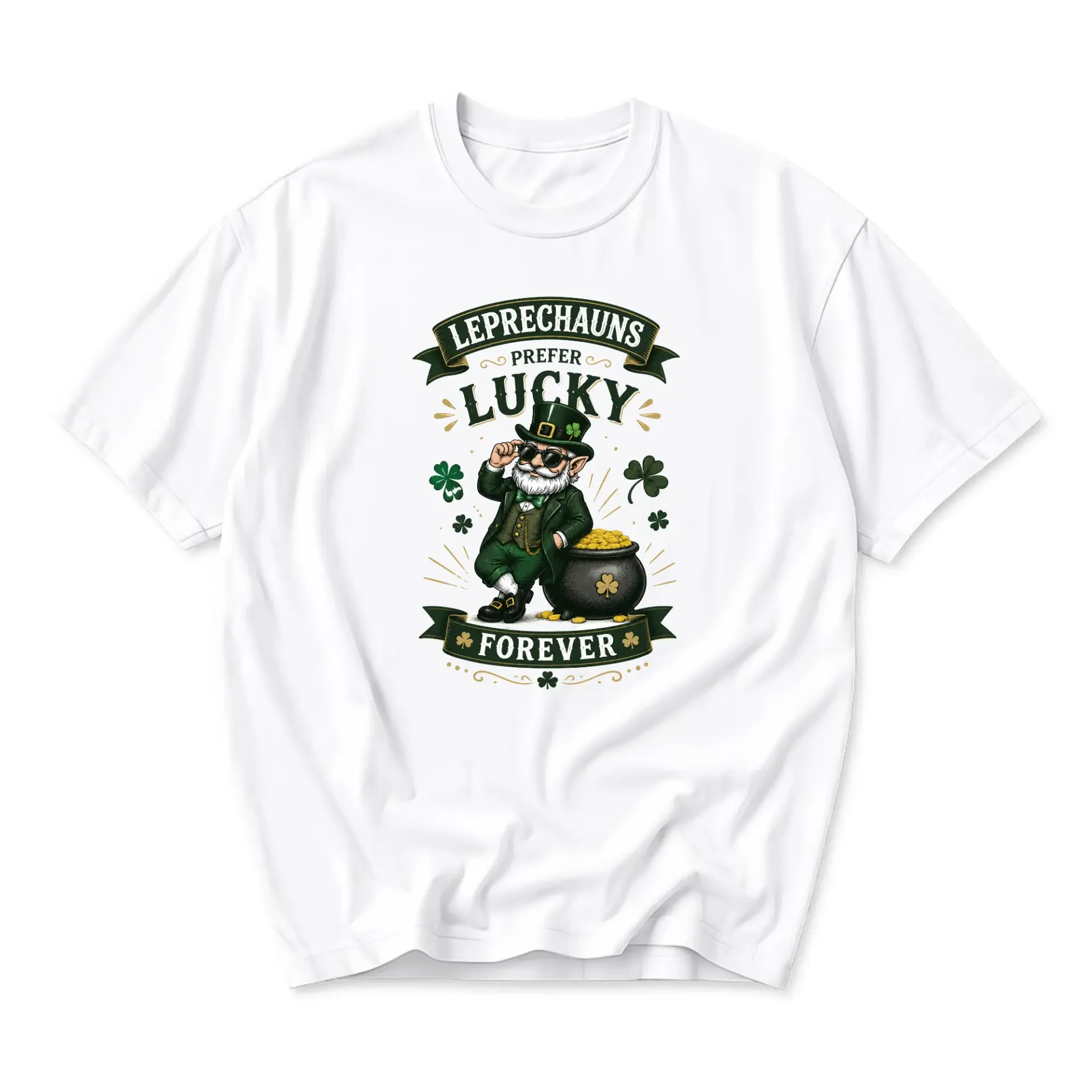 Funny Shirt Leprechauns Prefer Lucky Forever Graphic Tee Unisex Casual Crew Neck Comfortable Cotton Blend Top